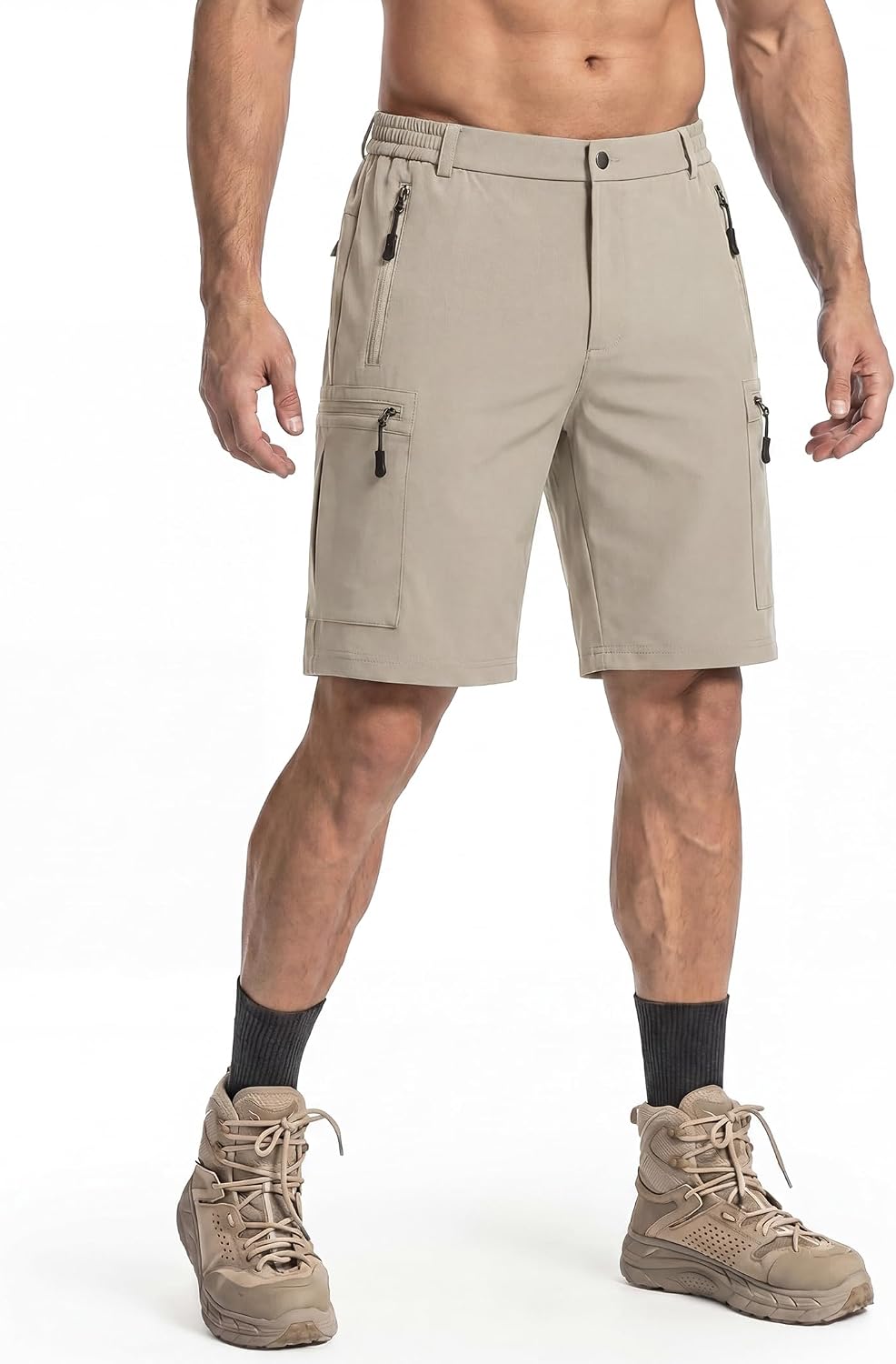 COOFANDY Men's Hiking 9" Cargo Shorts Lightweight Outdoor Shorts Quick Dry Golf Camping Casual Fishing with 5 Zipper Pockets