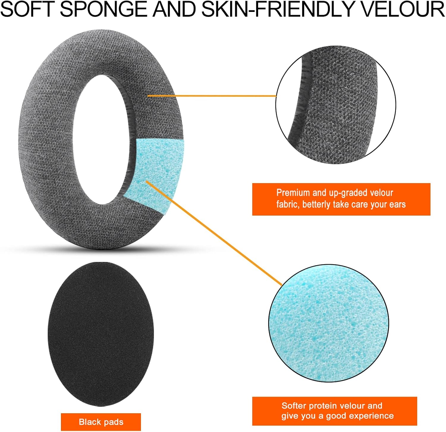 Replacement Earpads and Headband for Sennheiser HD650/HD600/HD660S/HD545/HD525/HD535 Headphones, Ear Pads Cushions Also Compatiable with Massdrop X HD6XX/HD58X and HD580/HD565 Jubilee Headphones