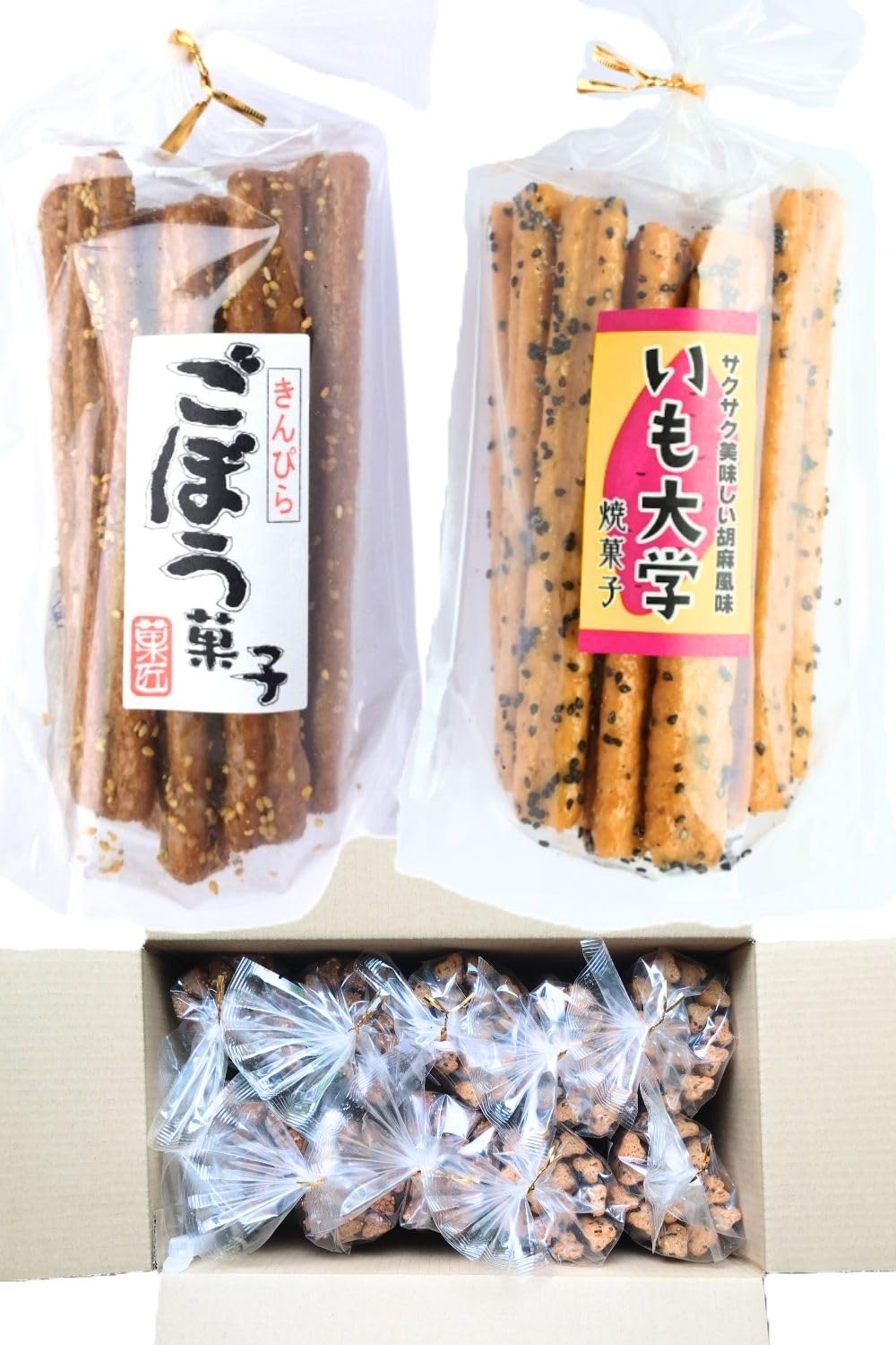 きんぴらごぼう菓子 いも大学 5+5袋 10袋セット 安心の段ボール梱包 クリップ付き お酒のつまみ 麩菓子 かりんとう きんぴら ごぼう 大幸製菓 かなとら