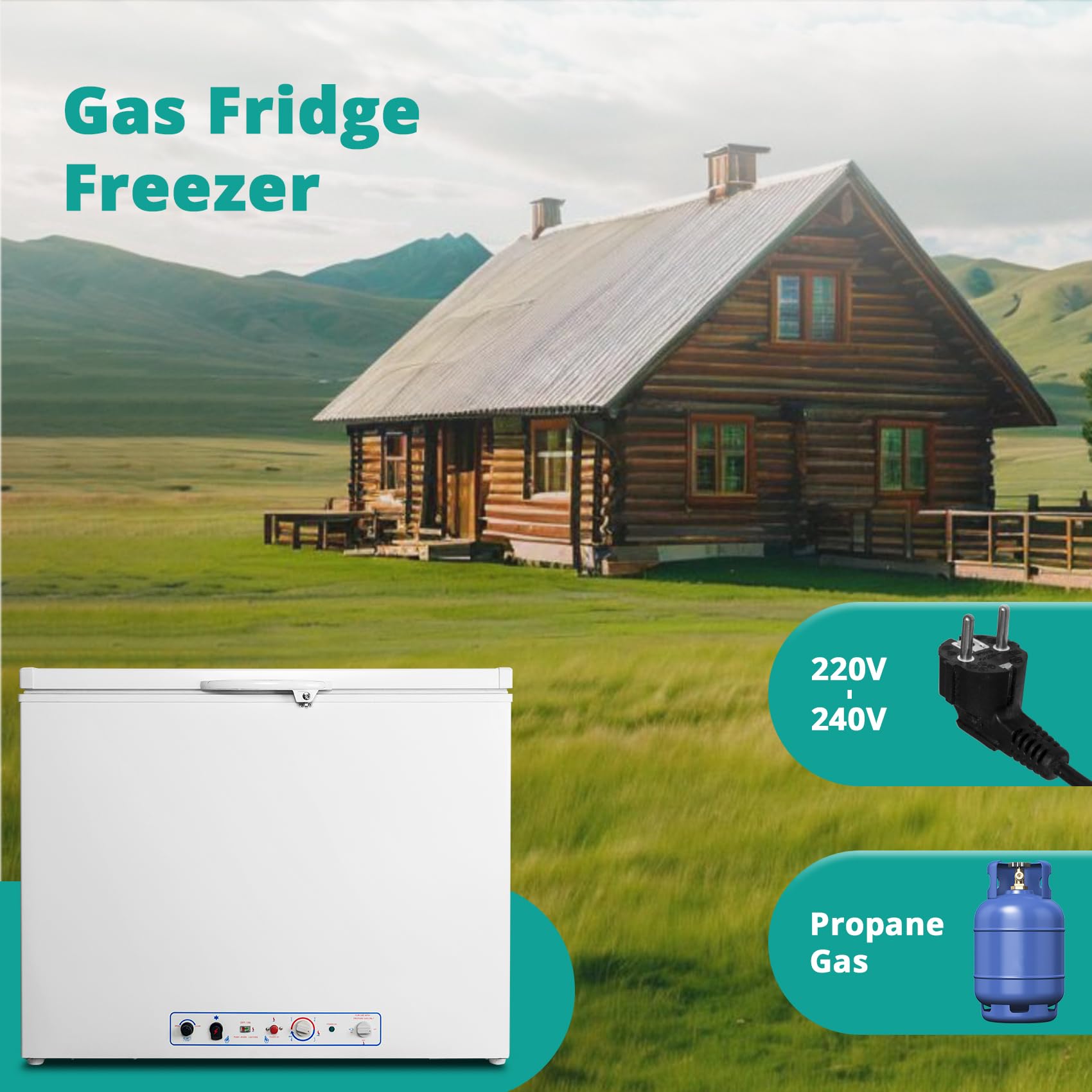 SMETA Gas Frigorífico Congelador 2 Vías Frigorífico Congelador 240V Propano para Autocaravana Caravana Garaje Autocaravana 200L Blanco con Cerradura -12°C-0°C
