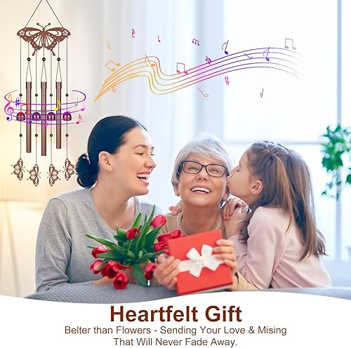 Miniatura 3 de Campanillas de viento de mariposa de metal para exteriores para crear un ambiente zen, adecuadas para exteriores, jardín, patio, decoración del