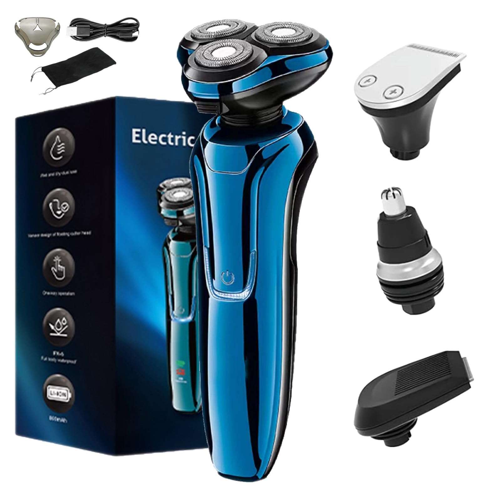 Sekoda Pro 8 Electric Shaver, Electric Shaver for Man, 4D Floating Head Shaver, Fast Charging, Quiet Motor, Dual-Track Blades, IP6X Waterproof (Blue,Upgrade)
