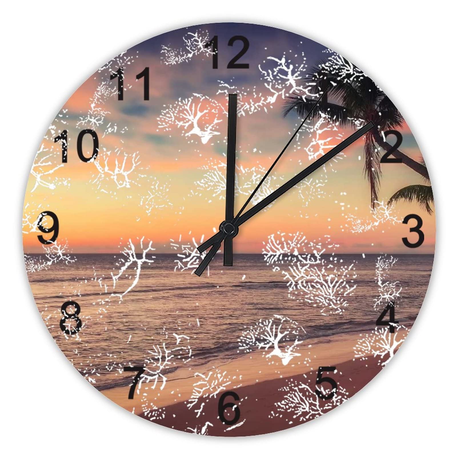 Horloge murale 40cm palmier pour une decoration de cuisine zen