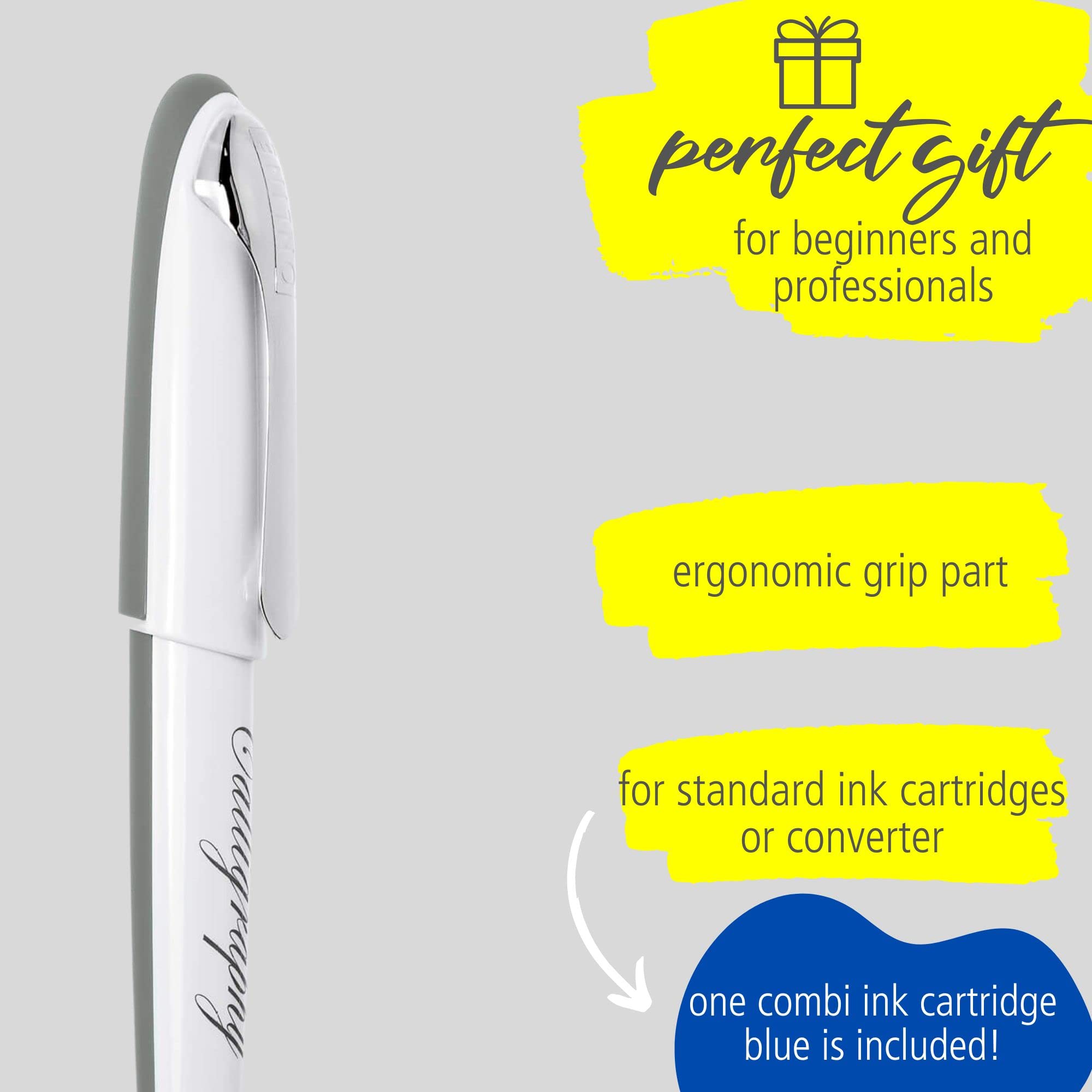 ARTIKEL 10011 Set kalligrafie vulpen Air wit incl. inkt 2 extra vulpenpunten