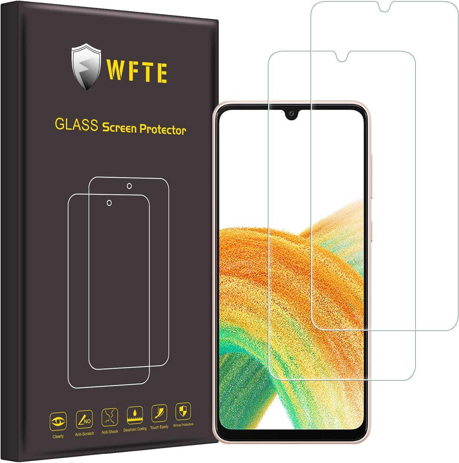 [2-Pack Screen Protector for Samsung Galaxy A33 5G/A31,Anti-Scratch,High Transparency,Anti-fingerprint,Bubble-Free,Dust-Free Premium Screen Protector Tempered Glass For Samsung Galaxy A33 5G/A31