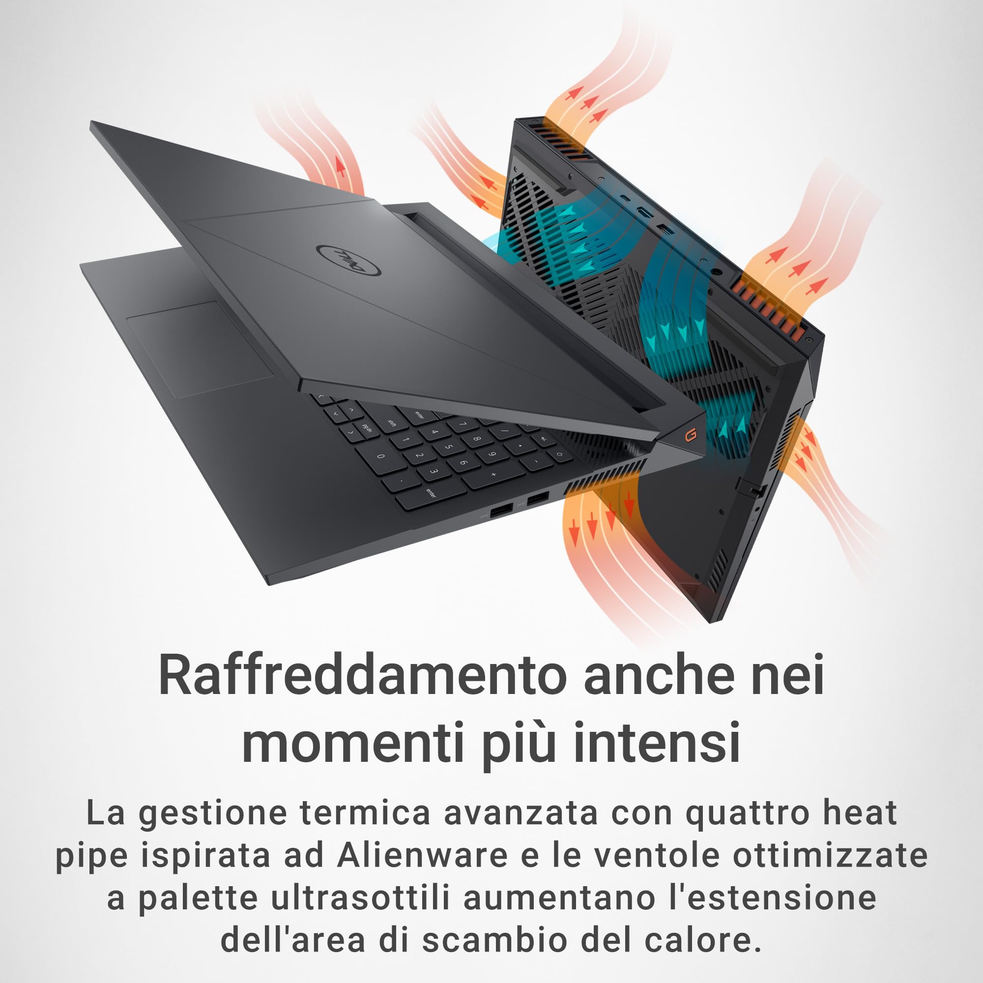 Dell Gaming G15 5530 Portatile 15,6'' FHD IPS 165Hz, Nvidia G-Sync, Intel Core i7 13650HX, RTX 4060 Graphics, 16GB Memoria, 1TB SSD, Windows 11 Home, italiano, Dark Shadow Grey