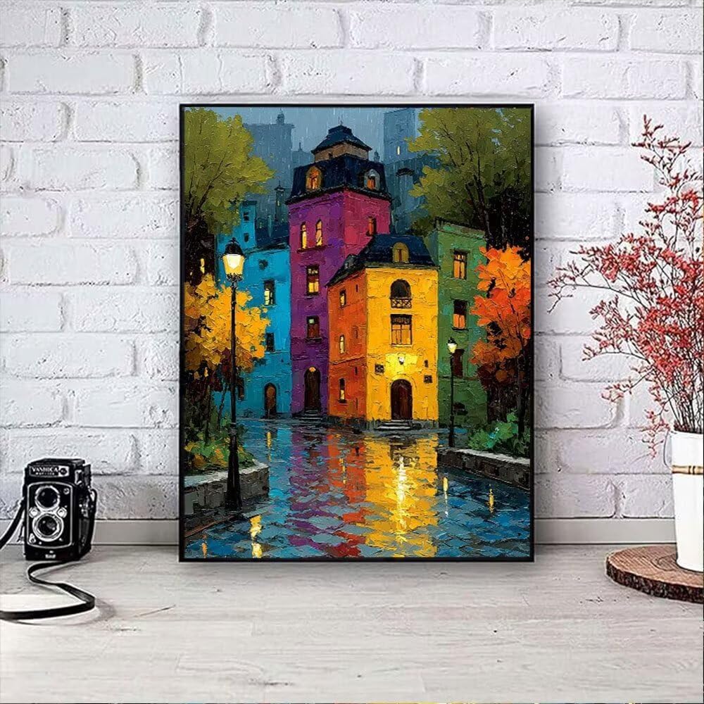 Zestawy sztuki diamentowej 5D DIY, obraz olejny, lampa uliczna, zestawy do malowania diamentowego dla początkujących dorosłych, okrągłe pełne wiercenie klejnotów, haft artystyczny, malowanie według