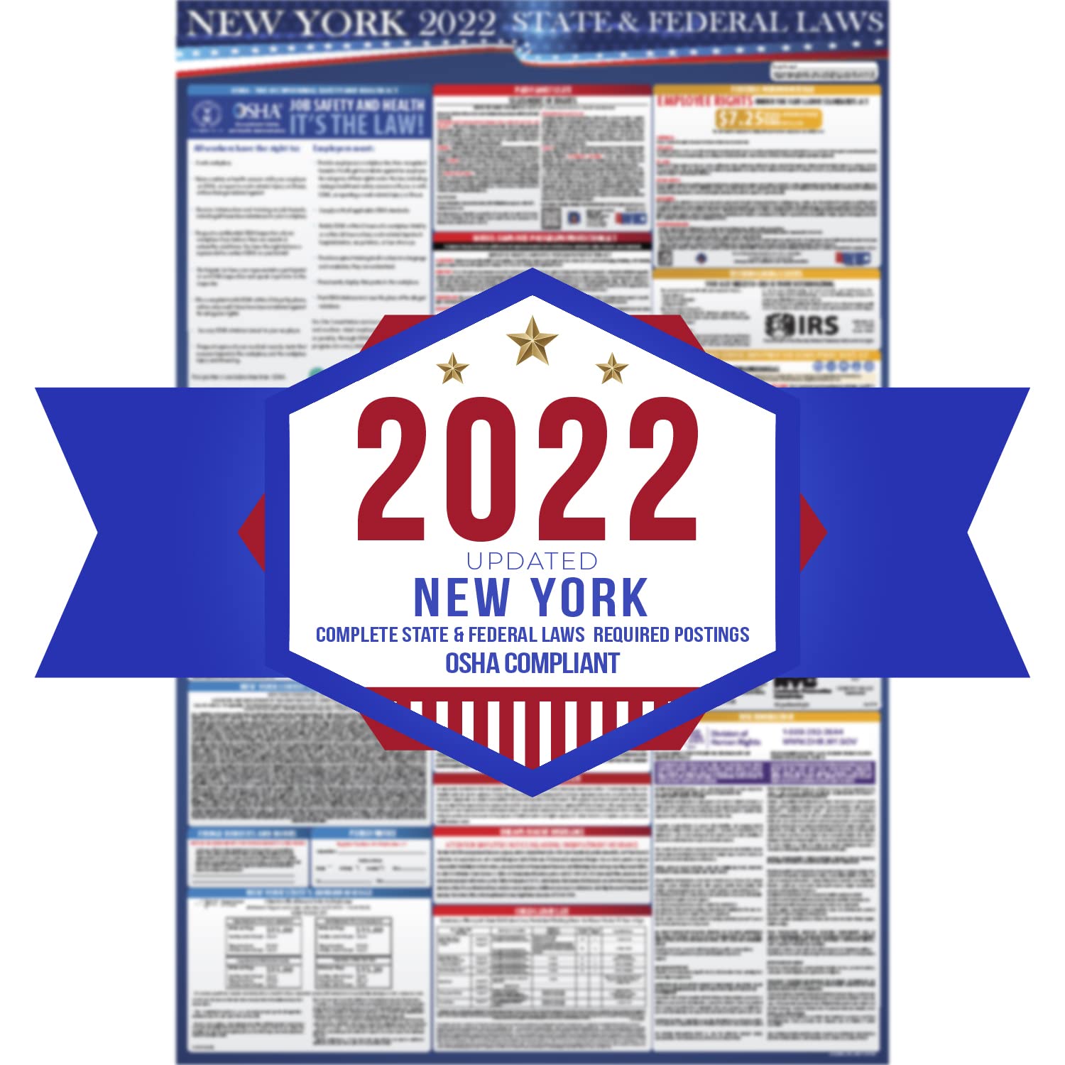 COMPLIANCE AUDIT CENTER2022 New York State and Federal Labor Laws Poster - OSHA Workplace Compliant 24" x 36" - All In One Required Posting - Laminated