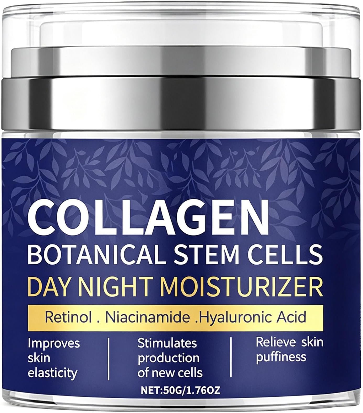 Collagen Face Moisturizer with Airless Pump - Collagen Botanical Stem Cells Cream for Skin with Retinol, Niacinamide, Hyaluronic Acid - Anti-Aging Day & Night Cream, 1.8 OZ