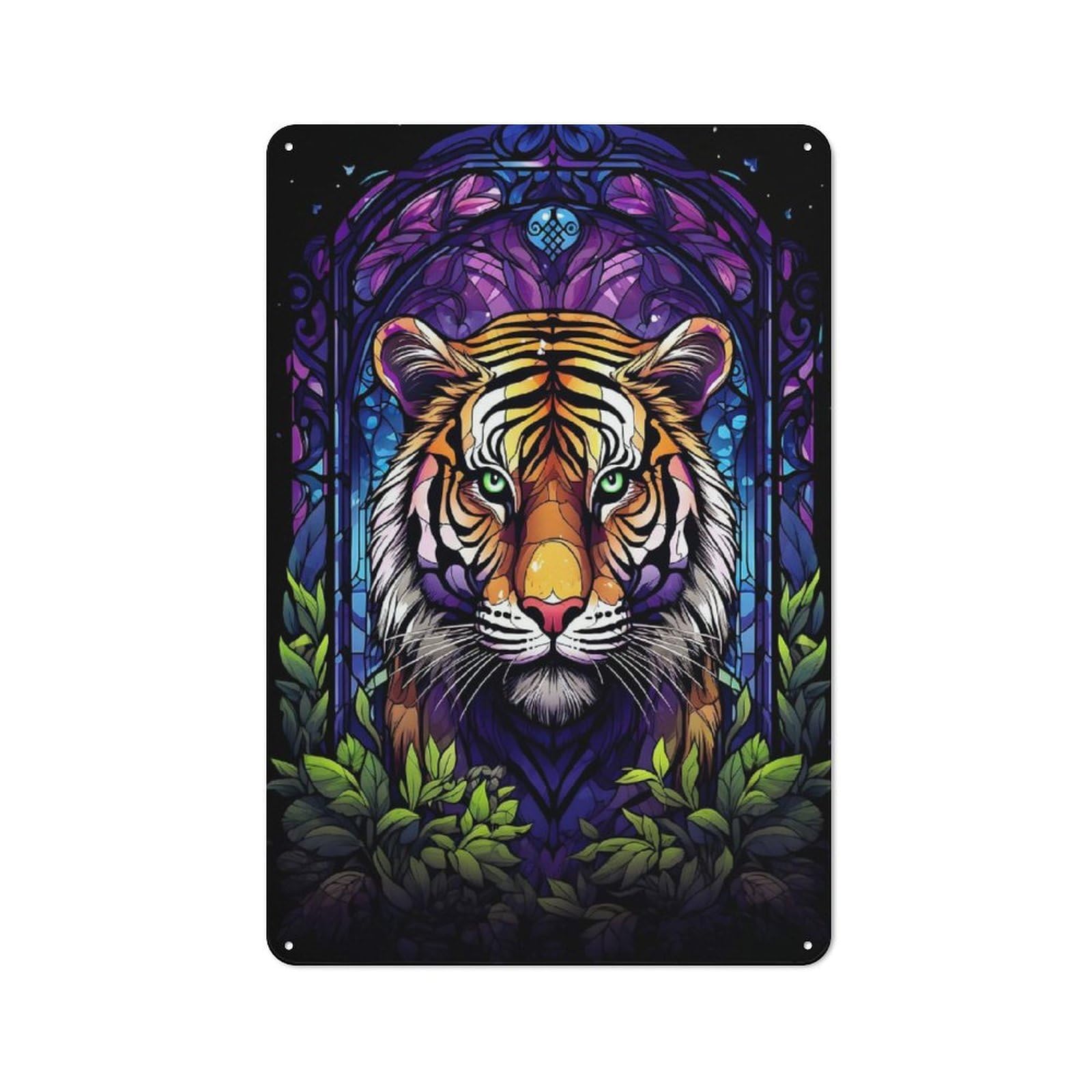 Junmoney Amazing Tiger Absract Flor Tin Sign 30X20cm With For Home Bar Wall, Vintage Decor, Wall Decoration For A Recently Updated Home Bar