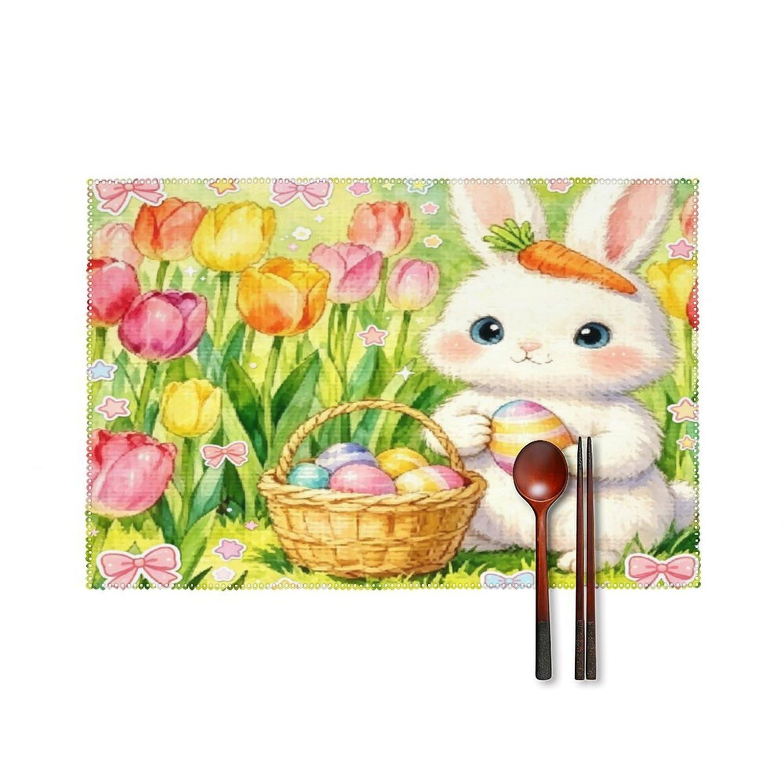 Fekiloot Style Tulips Egg Placemats Set Of 6,Table Mat