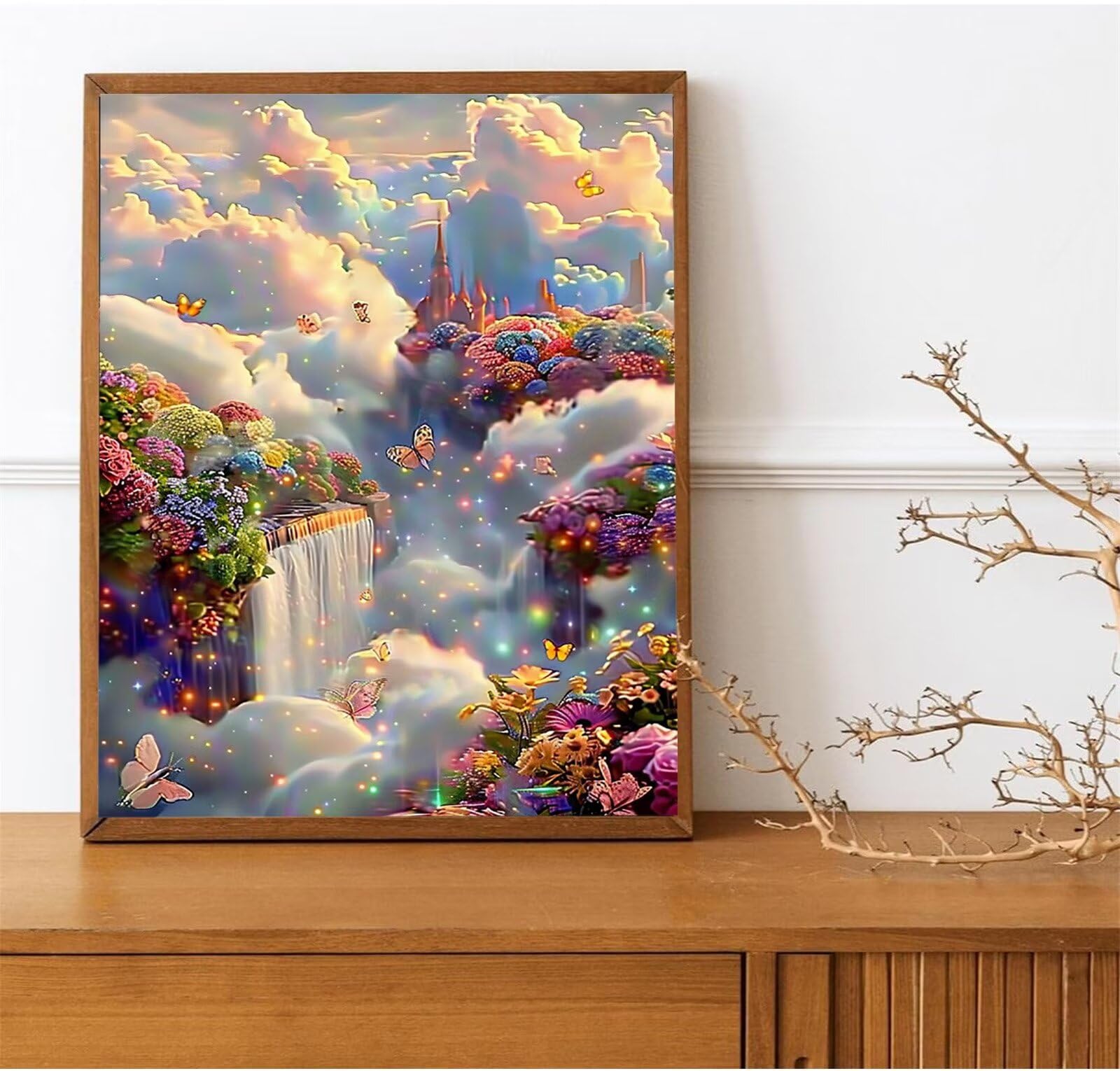 Peepezo Malen nach Zahlen Erwachsene Himmel Wolken DIY Öl Leinwand Gemälde Set für Anfänger & Senior Acrylic Malen Malerei Heimwerk Weihnachten Paar Freund Geschenk 60x80cm (mit Rahmen)