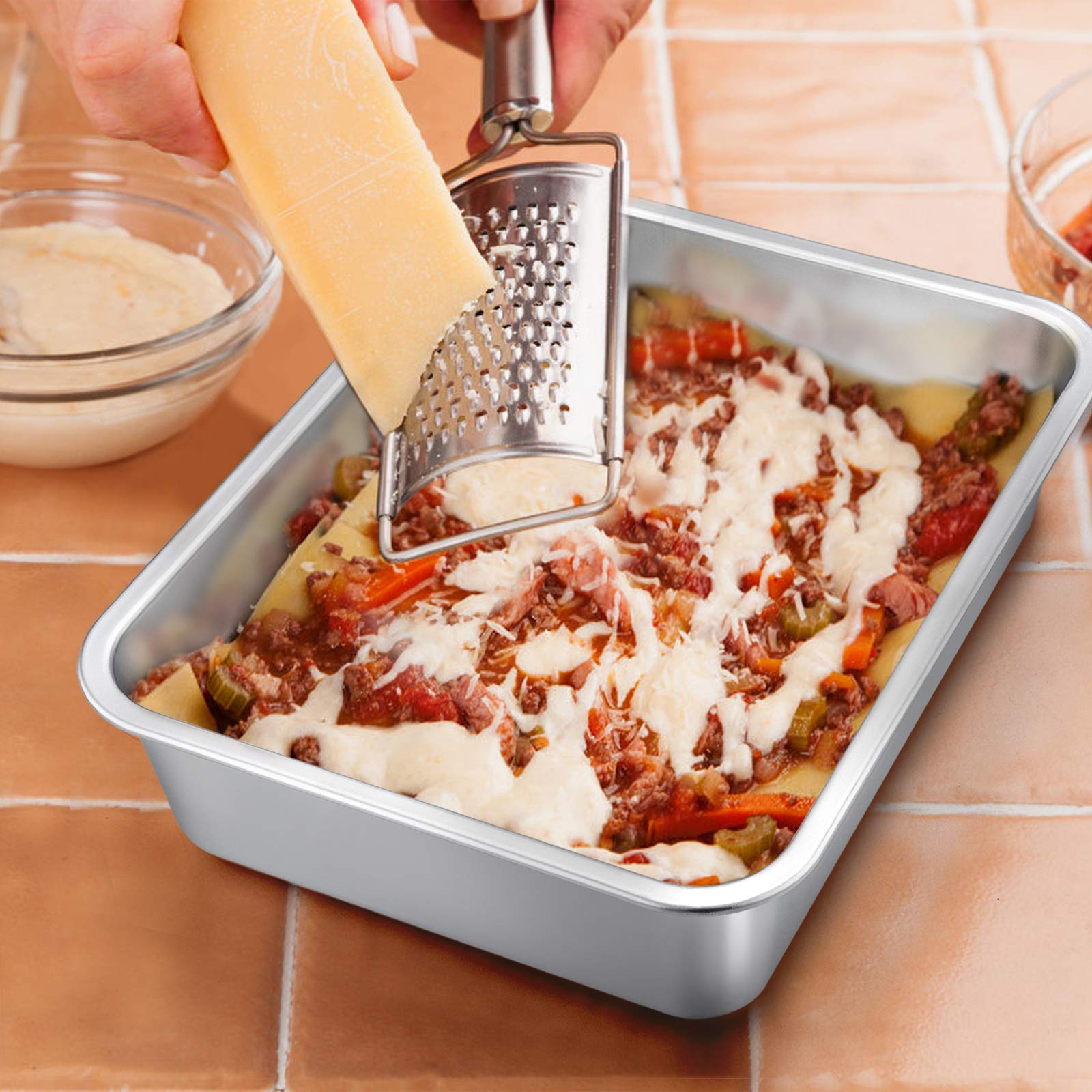 Homikit Ovenschaal set van 2, roestvrij staal rechthoekige cakevorm Homikit Ovenschaal set van 2, roestvrij staal rechthoekige cakevorm