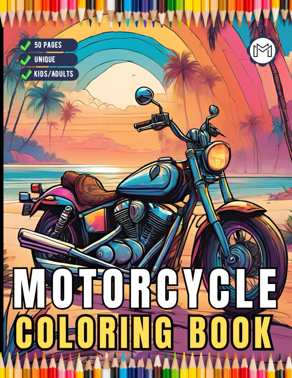 50 Pages Motorcycle Coloring Book Gift for Adults Men Women Kids Motorbike Rider Coloring Sheets for Boys Girls Teens Moto Biker Activity Coloring ... Relaxation Gift Chopper Coloring Book Present
