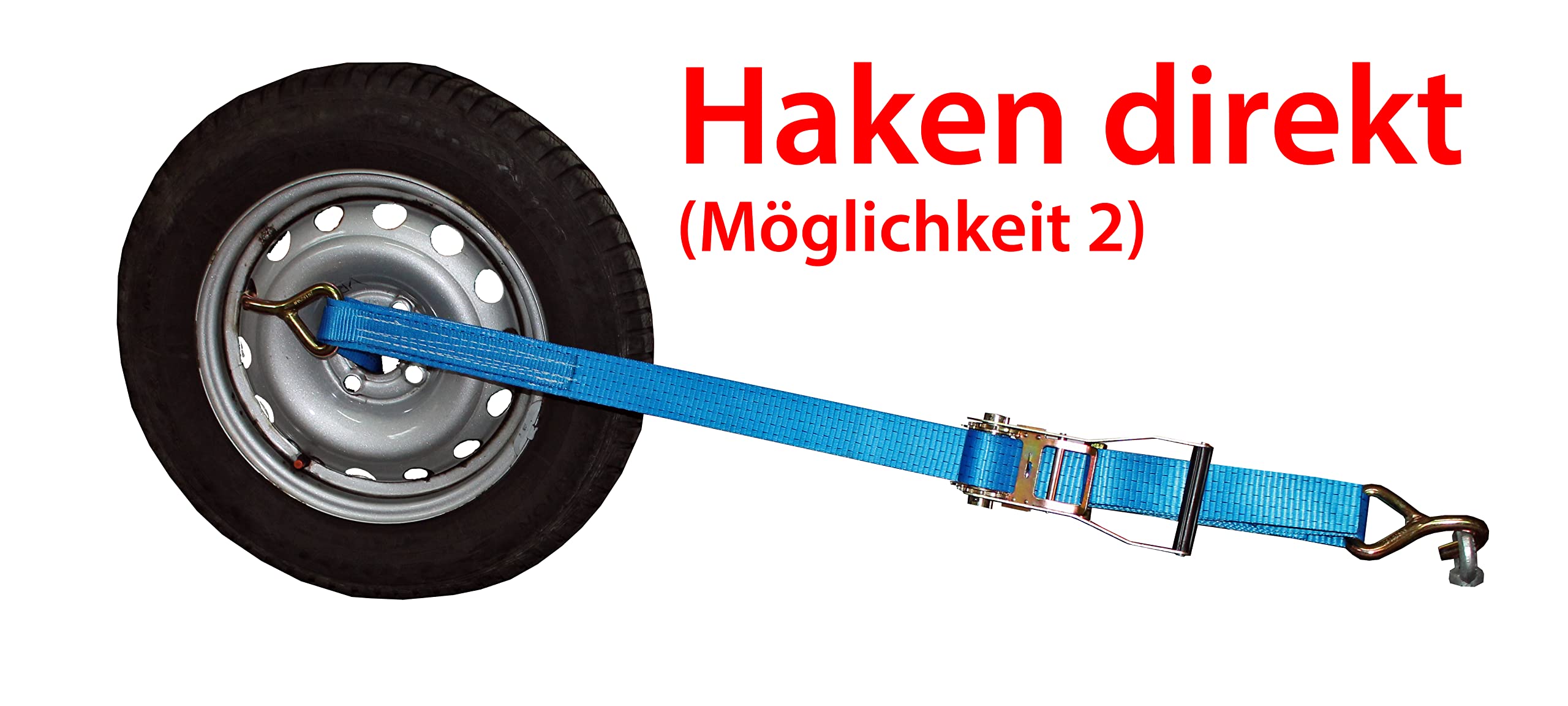 SHZ 4X Spanngurte Autotransport 50mm Einhängeschlaufe seitliche Radverzurrung Radsicherungsgurt 5t Zurrgurt LC 2500/5000 daN Autotransport Reifengurt (4x6) - Made in Germany