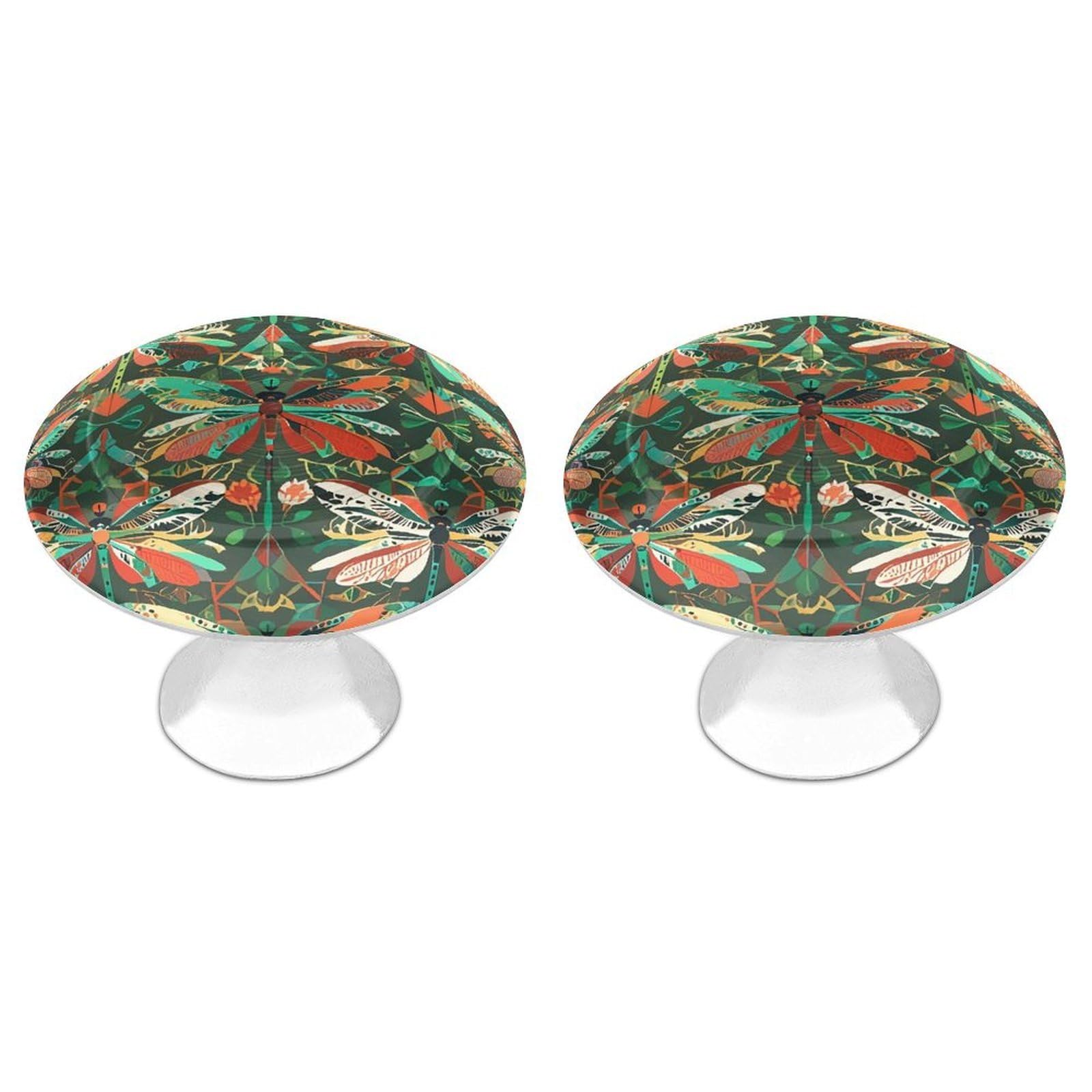 QMNLKH Dragonfly Cabinet Knobs for Home, Round Drawer Pulls for Kitchen, Personalized Cupboard Handles with Screw, Fashion Dresser Knobs for Office, Drawer Handles, 2 Packs
