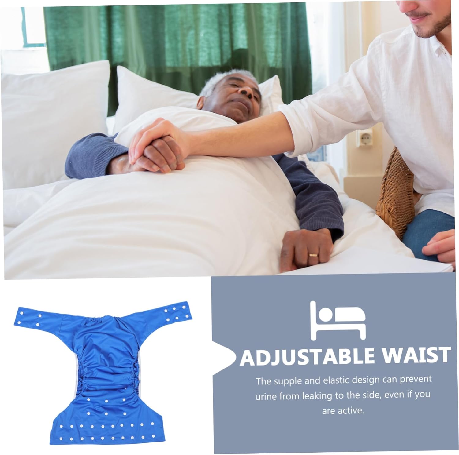 2pcs Adult Cloth Diapers Reusable Adult Nappy Washable Pee Pads Leak-Proof Diaper Pants Overnight for Elderly