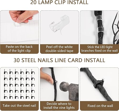 Miniatura 5 de 160 luces LED de vid de 9 pies para decoración de habitación con control remoto, 8 modos y temporizador, plantas de interior, flores, árbol de