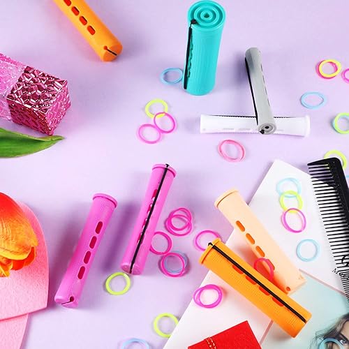 Miniatura 6 de Juego de 56 varillas para el cabello, rodillos de plástico para ondas frías, rizadores, herramienta de peinado de peluquería (tamaño surtido, color
