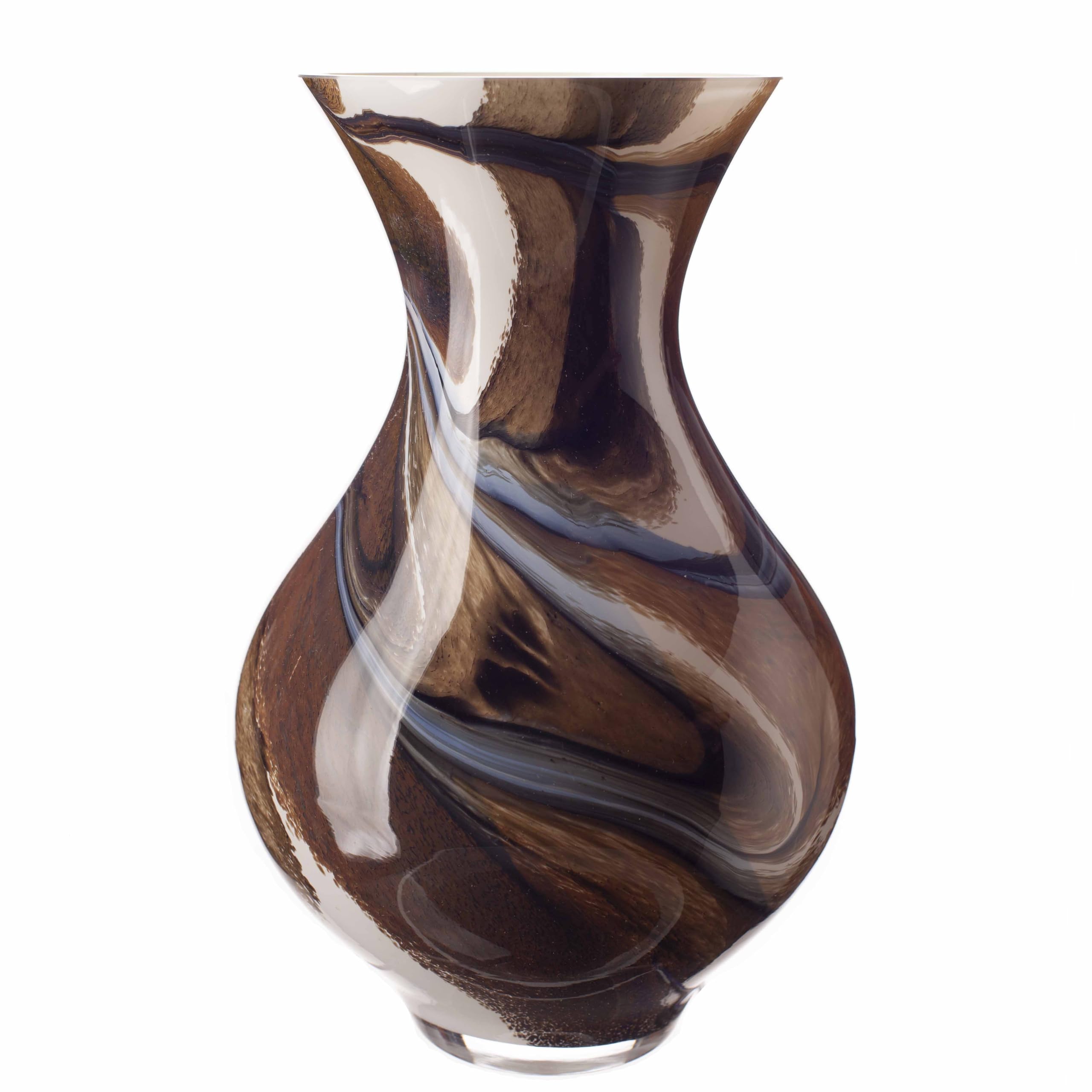 Amelia Art Glass Brown, Cream, Black Posy Vase In Earth Stone