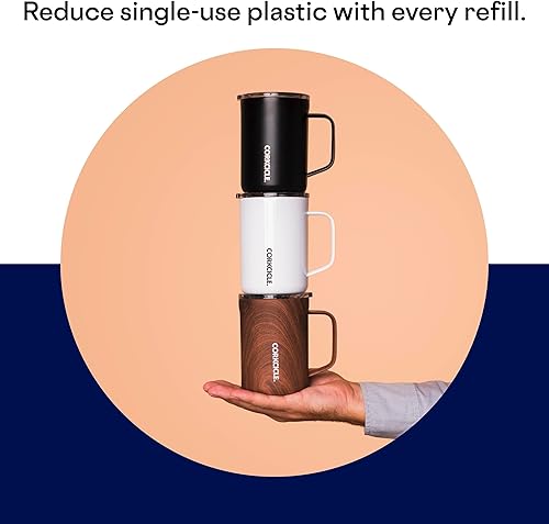 Miniatura 6 de Corkcicle Taza de café con triple aislamiento con tapa y asa, azul marino medianoche, 16 onzas, taza de viaje de acero inoxidable mantiene las