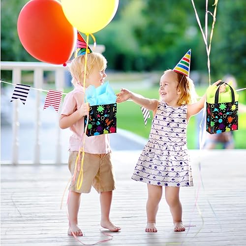 Miniatura 4 de Sanwuta 24 bolsas de recuerdo de neón brillantes con papel de seda que brillan en la oscuridad, suministros de fiesta no tejidos, regalo de