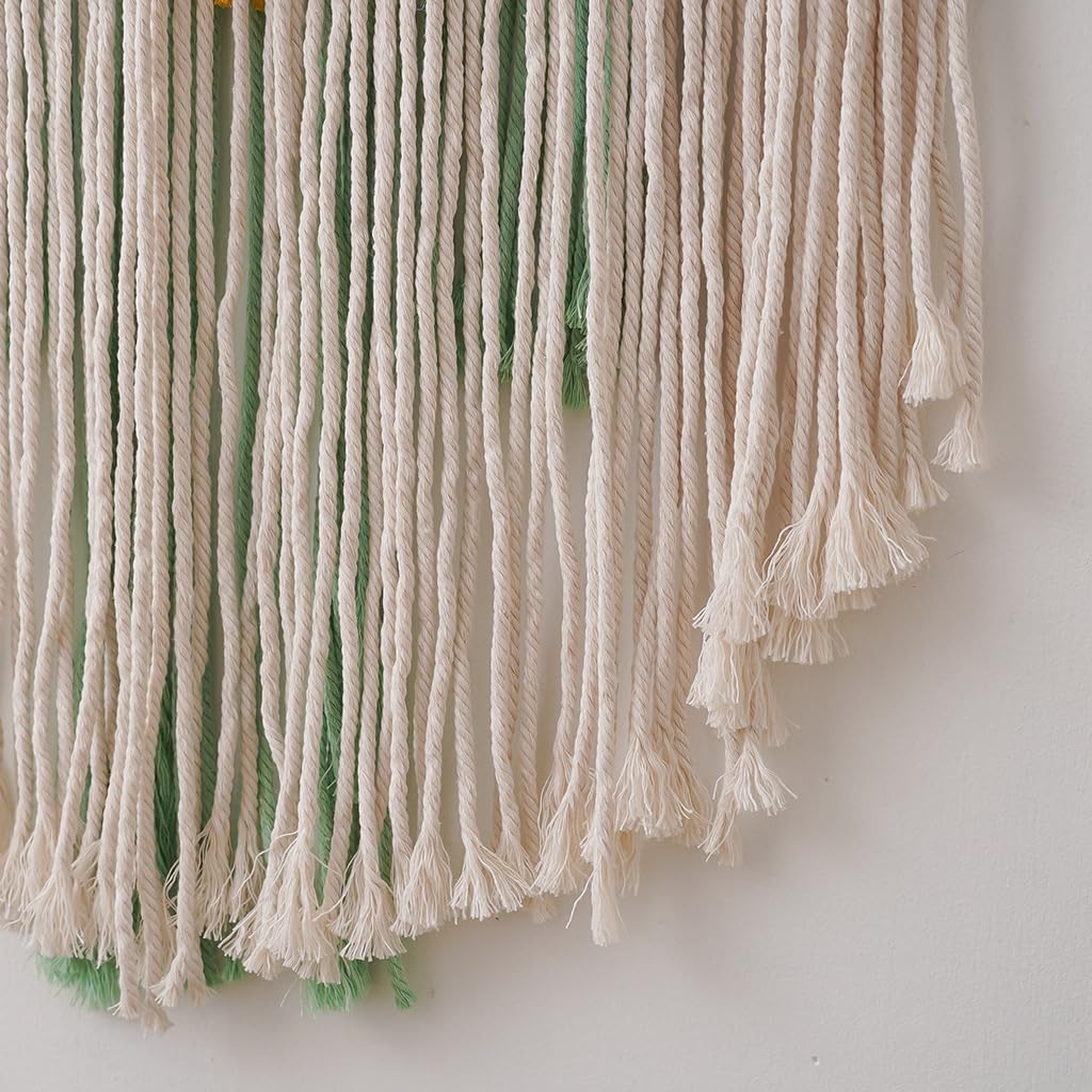 BMIDRUT Arazzo Macramè da Parete, Decorazione Boho Fatta a Mano, per Camera da Letto, Soggiorno, 45 x 70 cm (Giallo)