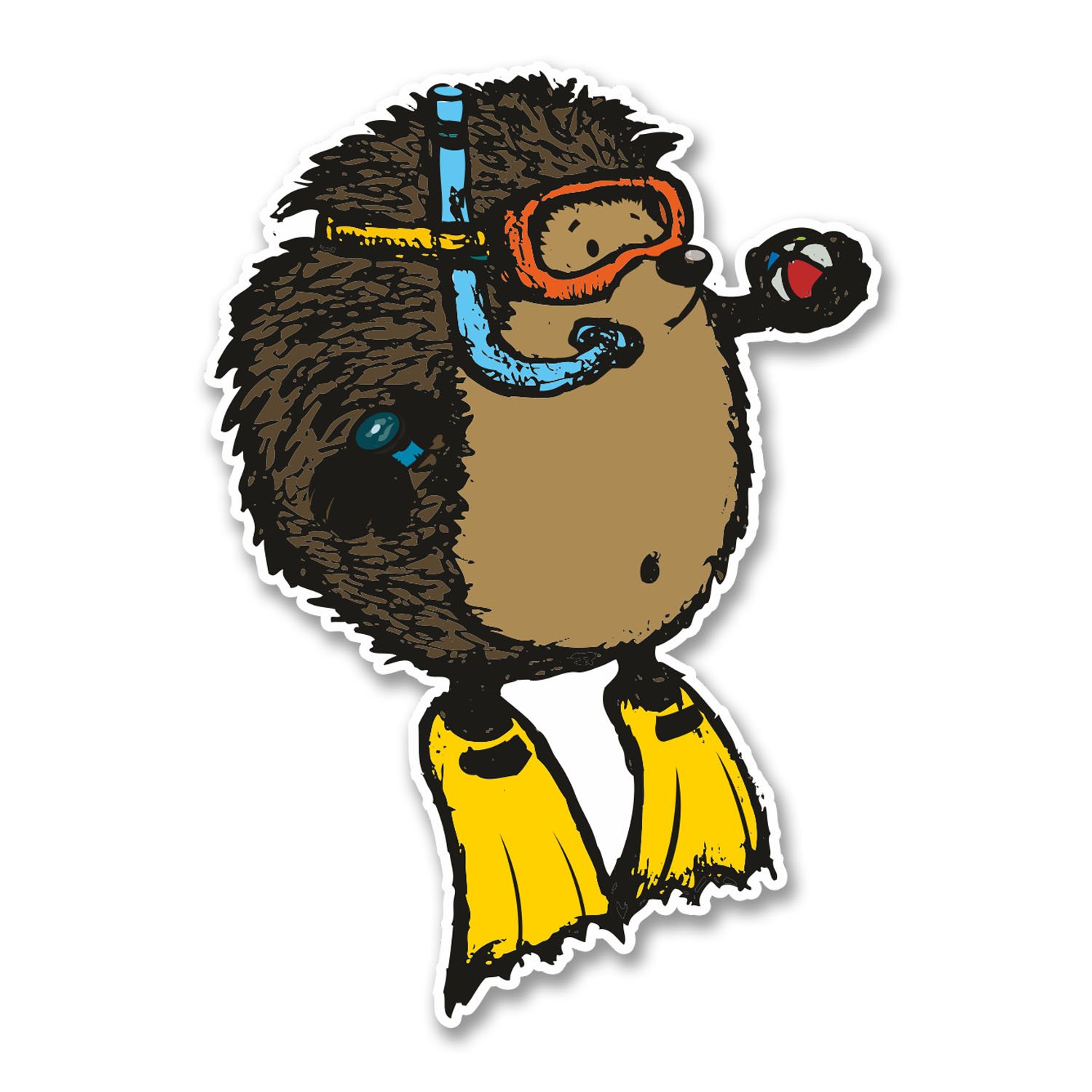 Destinationvinyl Multi 2 X 10Cm Scuba Diving Hedgehog Vinyl Decal Sticker Laptop Diving Animal #6279 (7Cm Wide X 10Cm Tall)