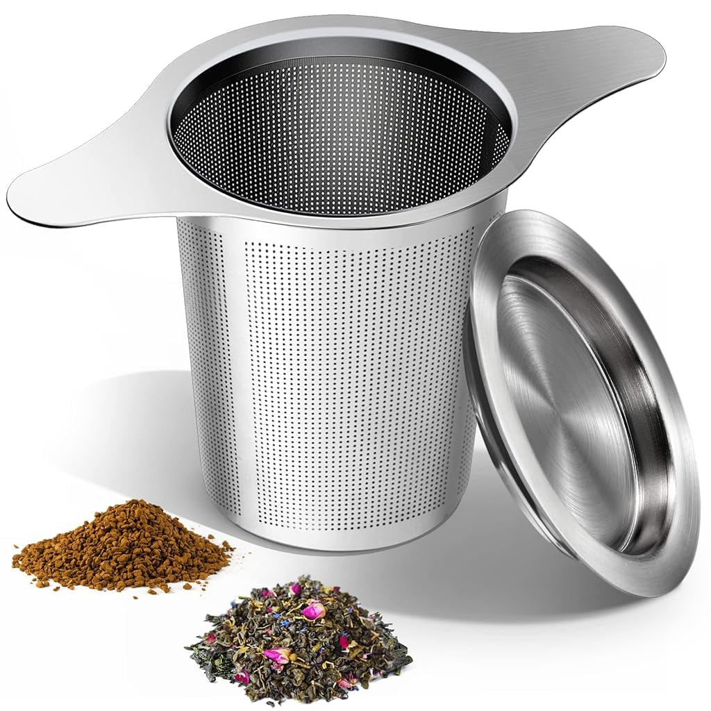 ZIBUYU® Tea & Coffee Infuser with Lid - Stainless Steel Fine Mesh Strainer for Loose Leaf Tea, Coffee, Herbal Tea, Tea Bags - Universal Travel Steeper for Mugs, Cups & Drinkware-image-8