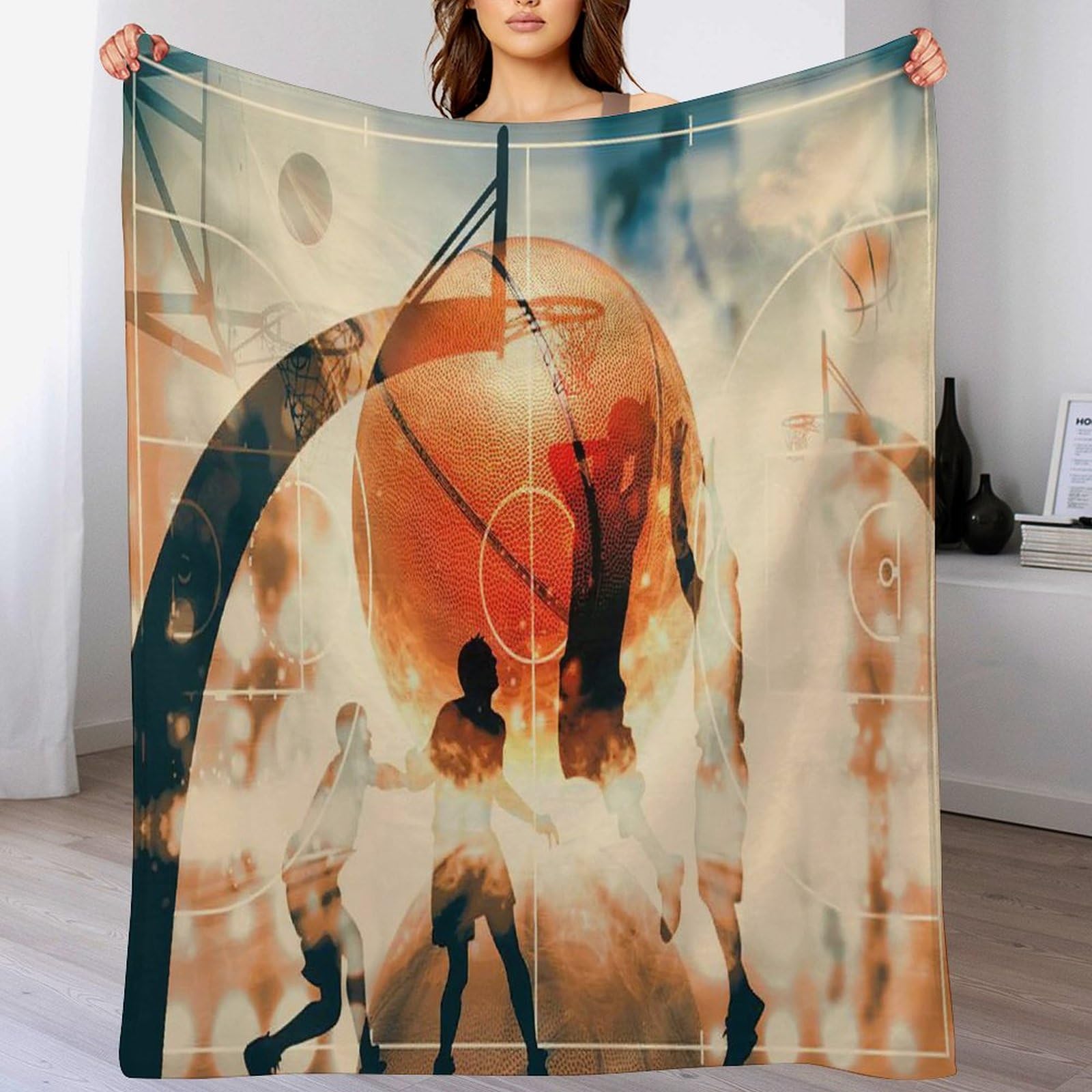 Couverture en flannel basket-ball lavable en machine et ultra confortable