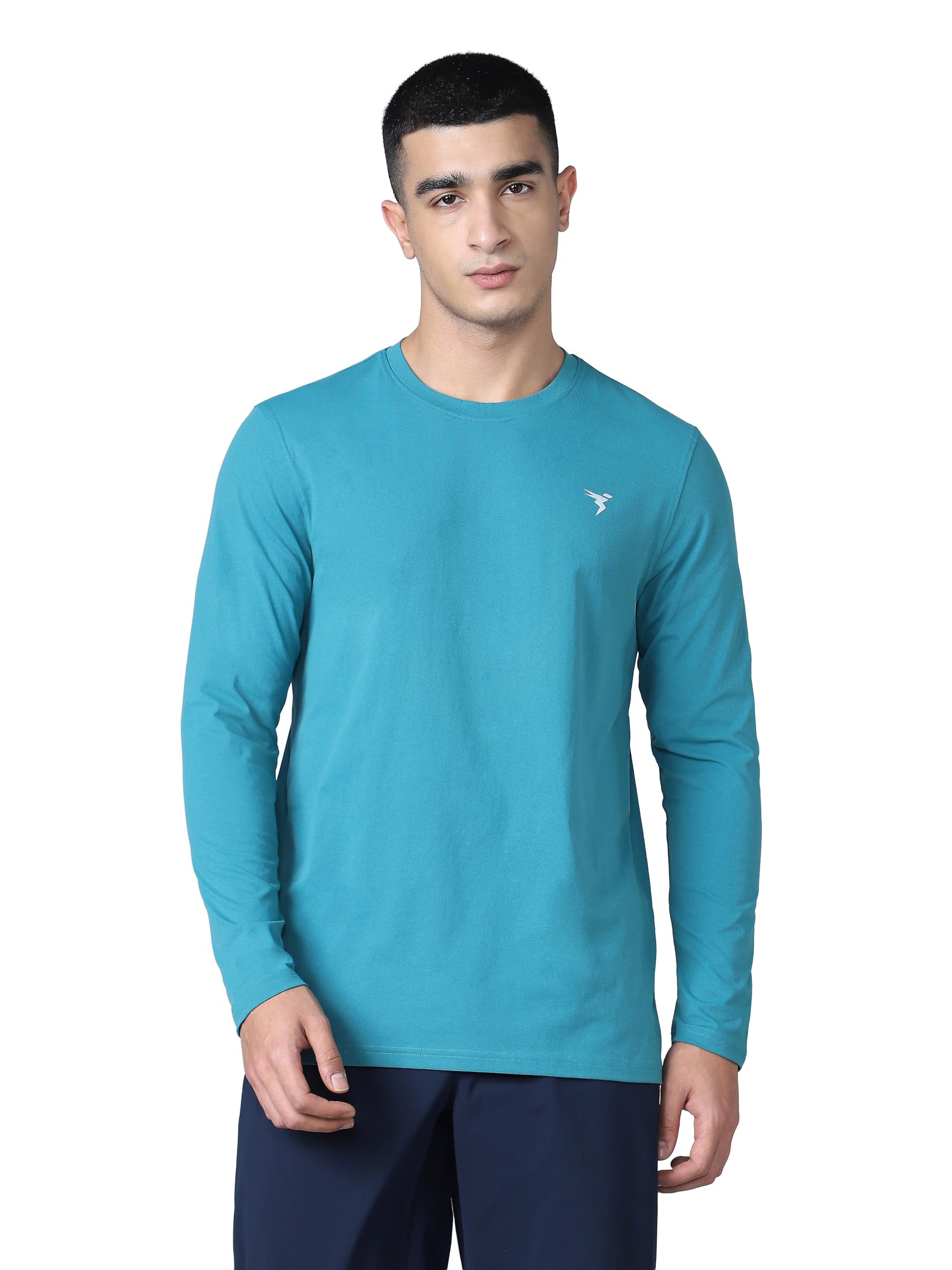technosport Men's Vintage Indigo Solid Slim Fit Round Neck Sports T-Shirt with COTFLEX-picture-21