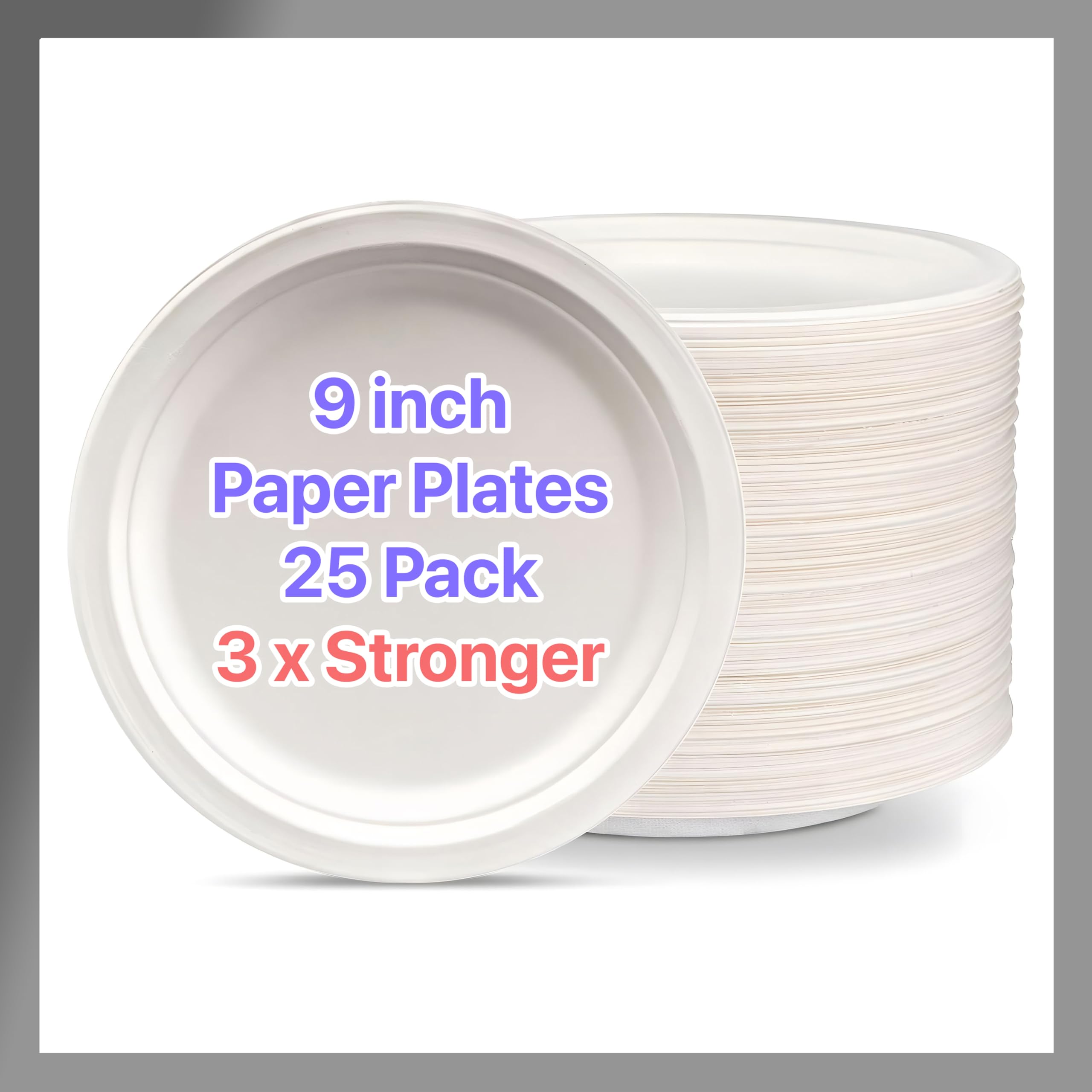 Assiettes en carton lot de 25 blanches 22,9 cm jetables robustes pour repas