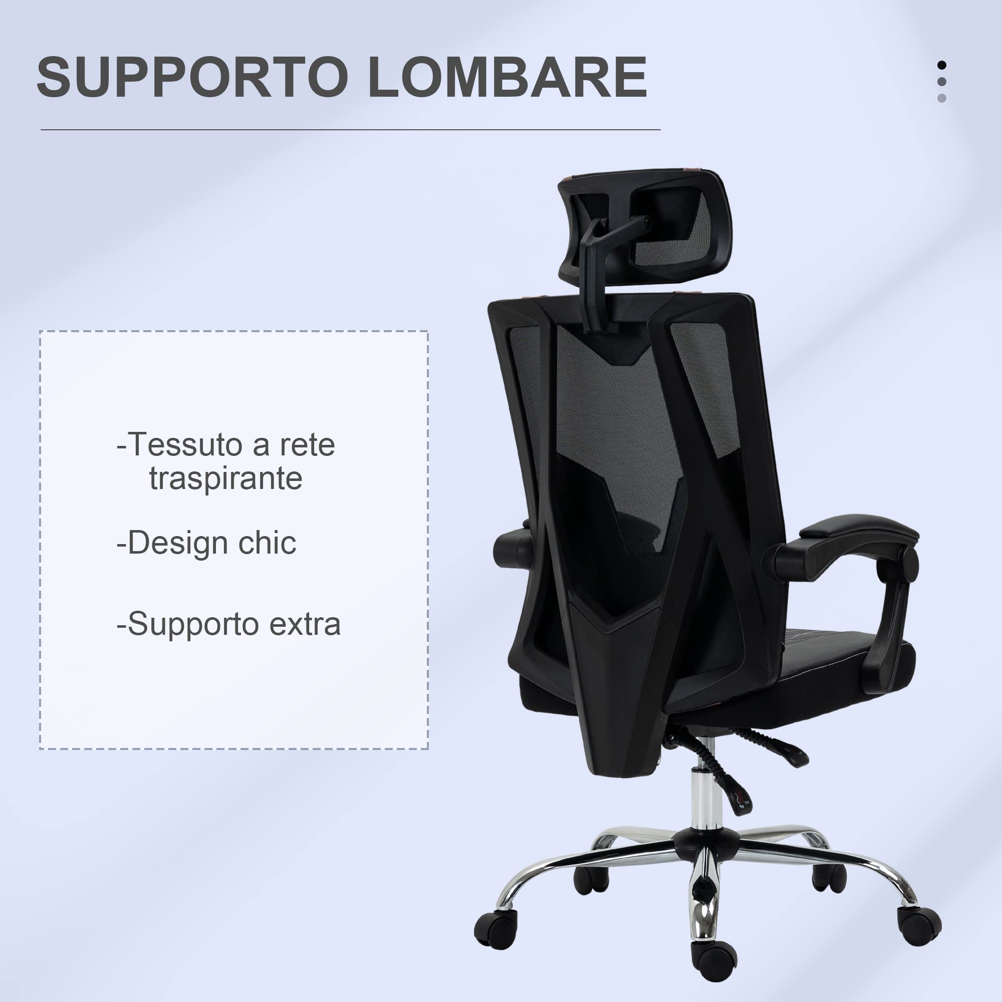 Vinsetto Sedia da Ufficio Ergonomica con Rotelle 58x62.5x112-120cm Rosa