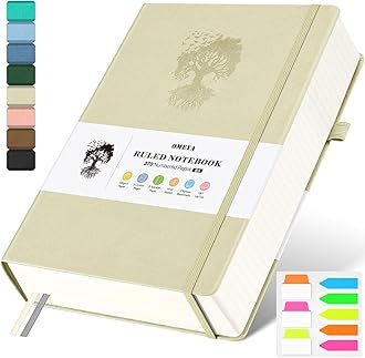 B5 Lined Journal Notebook, 370 Numbered Pages Thick Leather Journal for Writing, College Ruled Hardcover Notebook for Work,School with 100gsm Paper, Writing Journal for Women, Men (7.6" x 10.3" Beige)