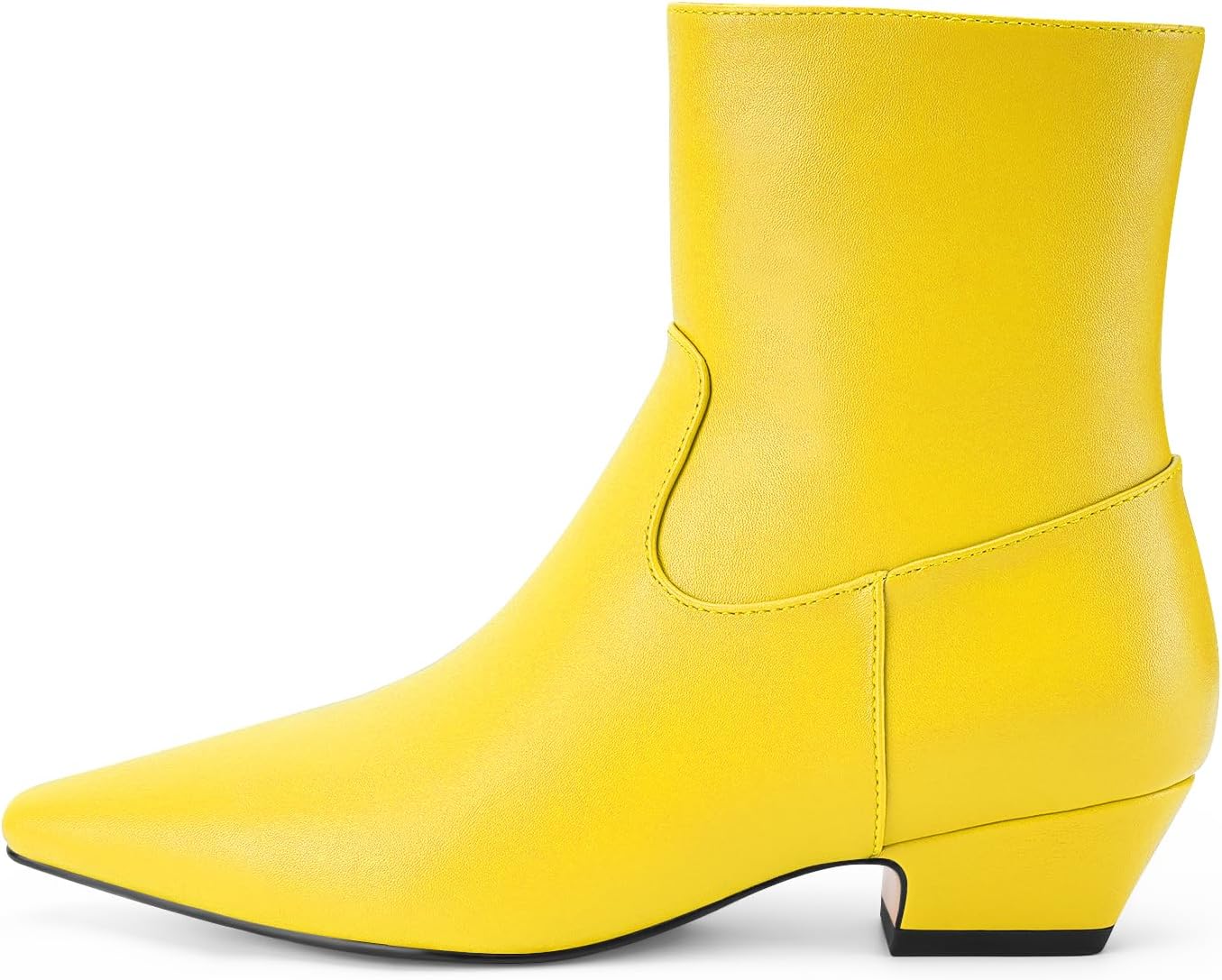 Women's Ankle Boots Pointed Toe Chunky Low Heeled Short Booties Comfort Casual Shoes with Side Zipper - Image 5