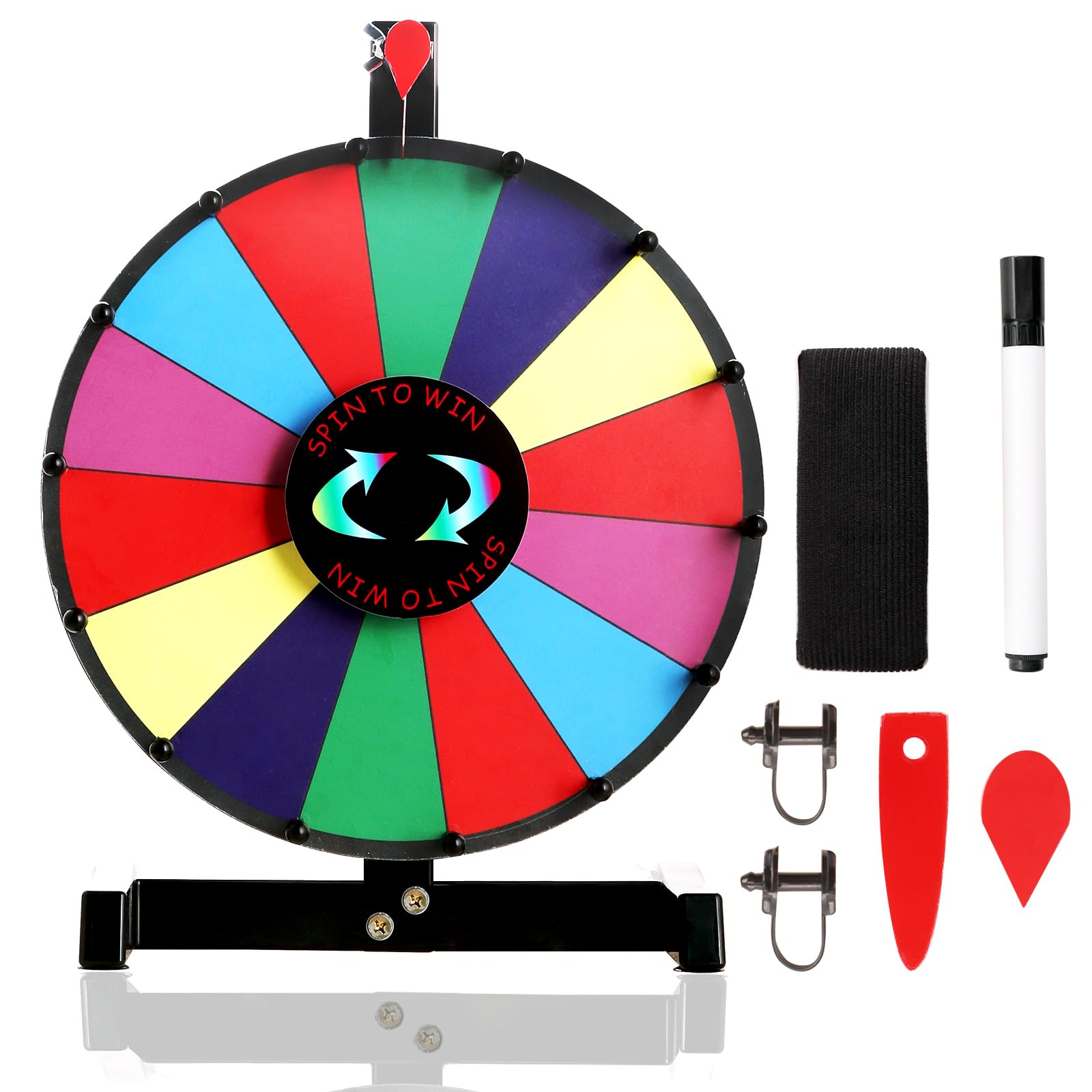 Photo 1 of 24 inch Spinning Prize Wheel, Heavy Duty Base with 14 Color Slots Tabletop Spinner