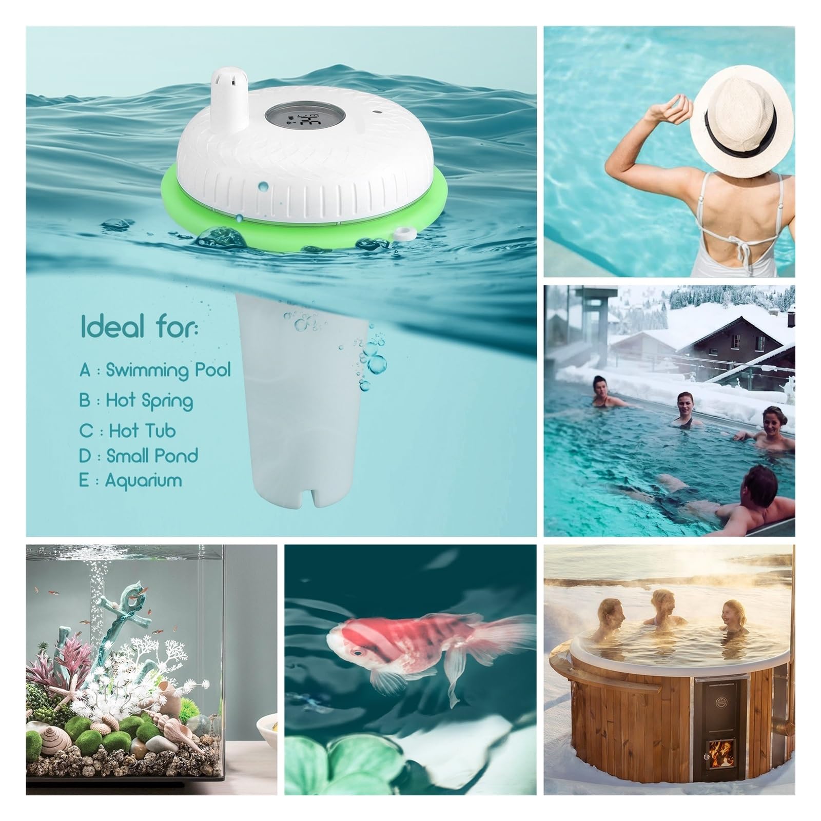 Termómetro inalámbrico de Piscina de Segunda generación con WiFi IBS-M2, termómetro Flotante Digital Impermeable for Estanque de SPA.