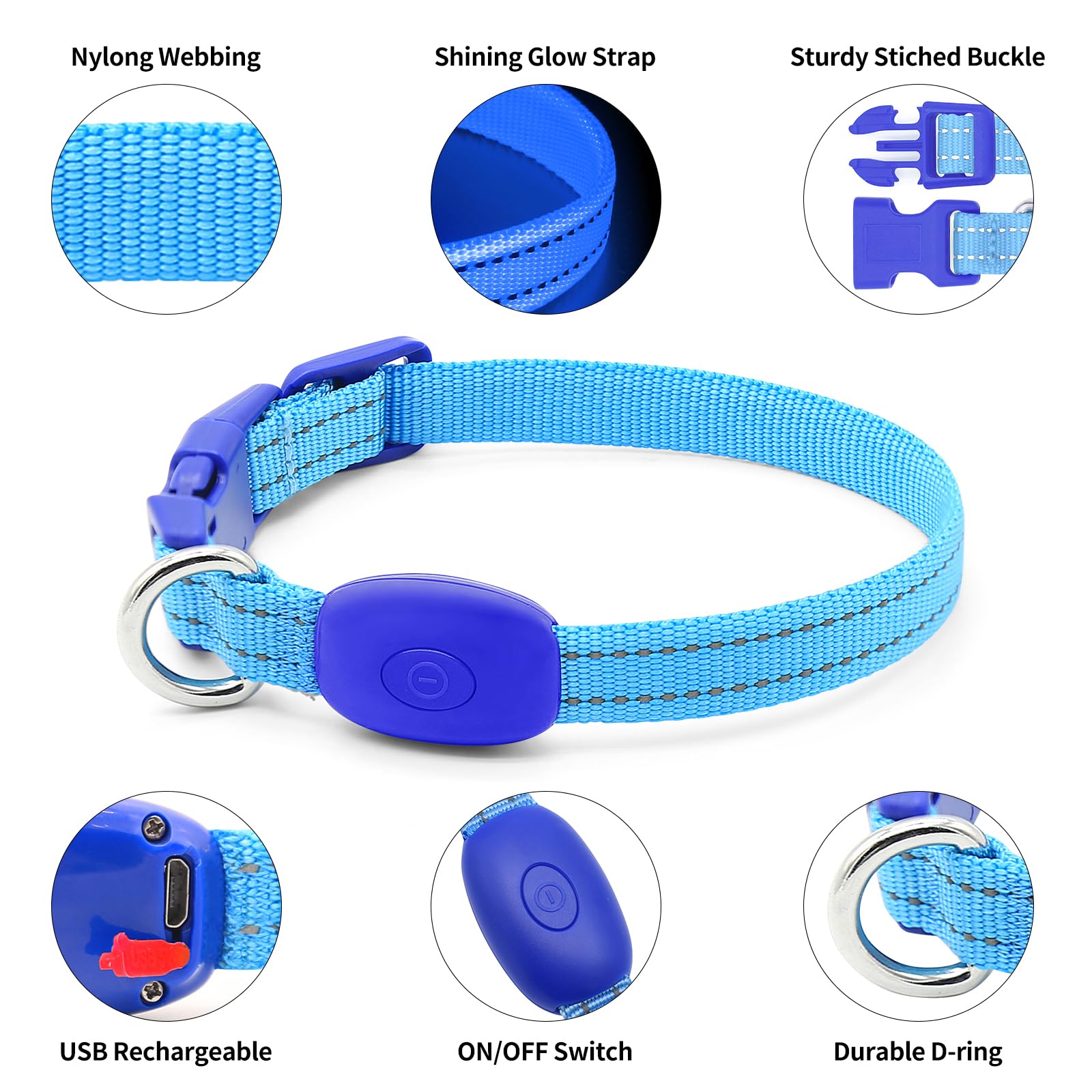 Illumifun LED Dog Collar for Puppy USB Rechargeable Light Up Collar - Image 3