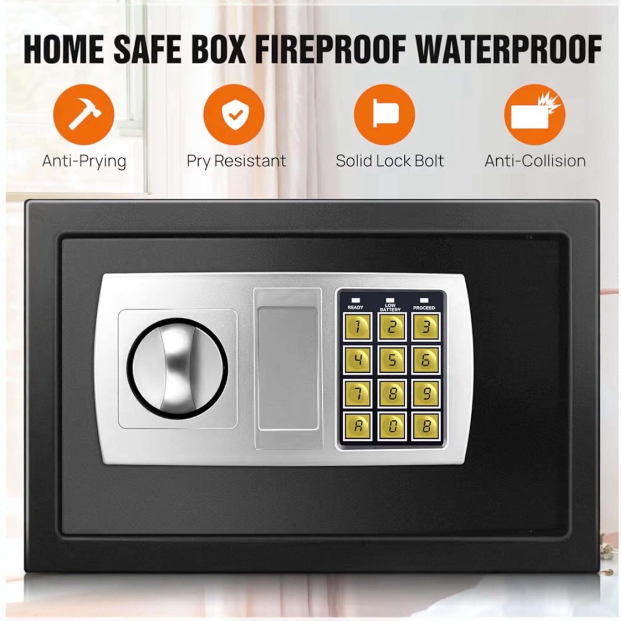 Caja Fuerte Digital con Cerradura de Combinación y 2 Llaves - Caja Fuerte de Seguridad Resistente para Efectivo, Joyas, Objetos de Valor - Operación Sin Batería, Diseño Compacto para Hogar, Oficina, N