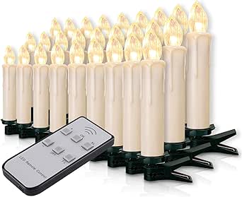 Forever Speed Miafamily, juego de velas de Navidad con 20 o 60 LEDs, inalámbricas, para el árbol de Navidad, con mando a distancia, carcasa blanca, 20er