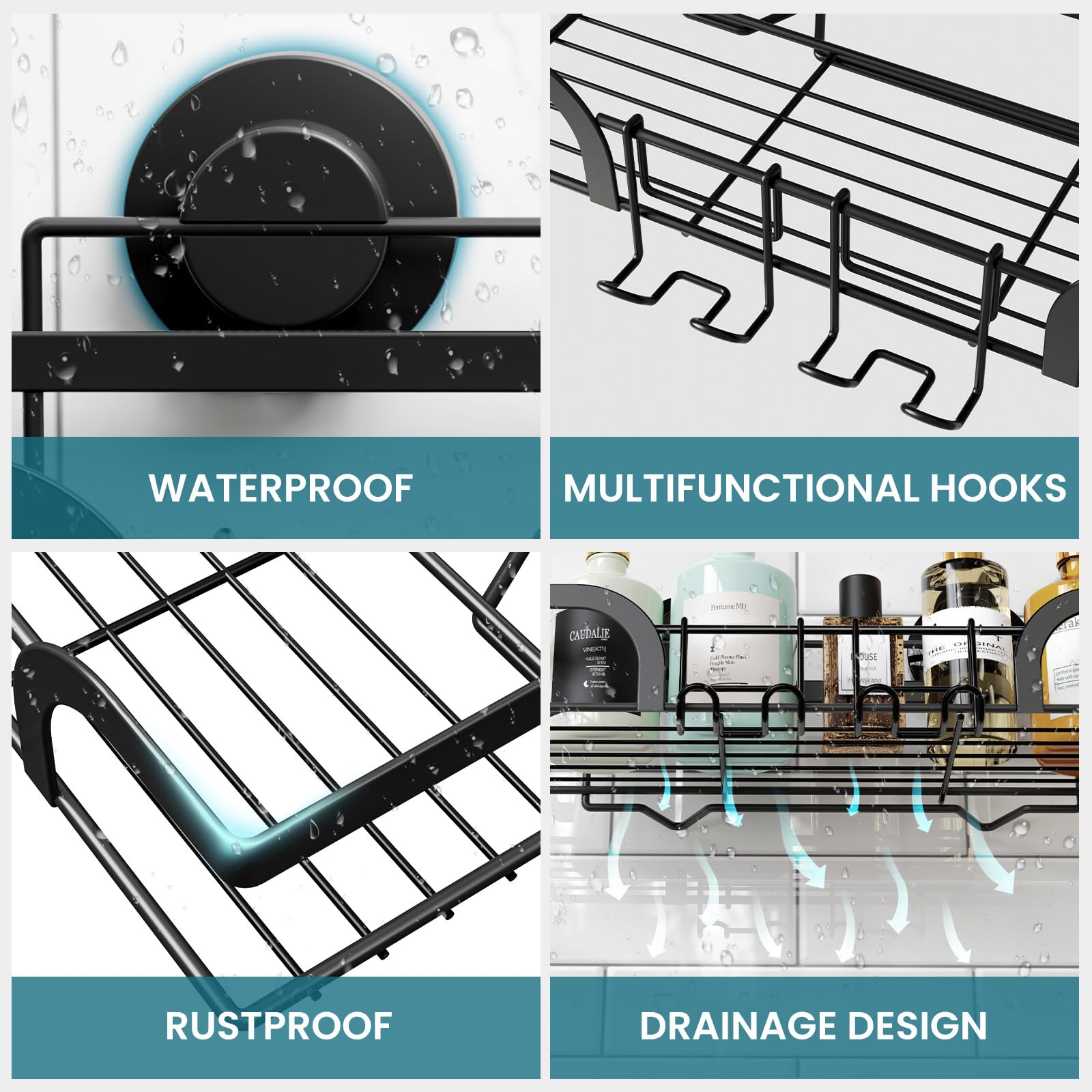 TAILI 2 Pack Rustproof Suction Shower Caddy - Image 4