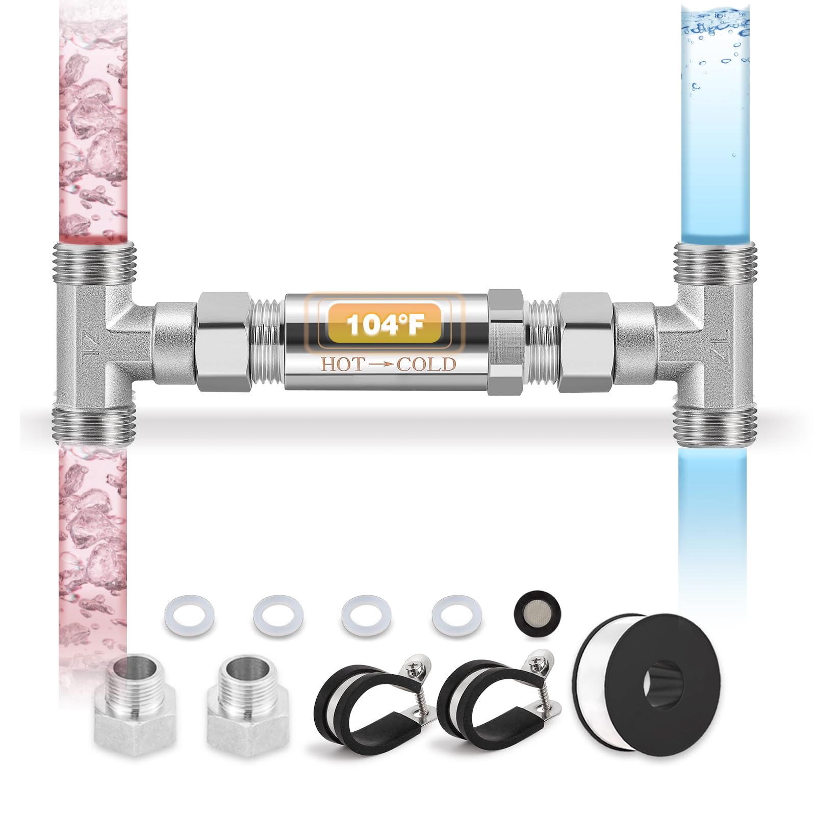 Upgraded 304 Stainless Steel Bypass Sensor Valve for Hot Water Recirculating System