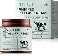 Beef Tallow Cream 120g, Grass-fed Beef Tallow with Honey and Beeswax Makes Skin Soft and Moisturizing SkinCare Face and Body Cream