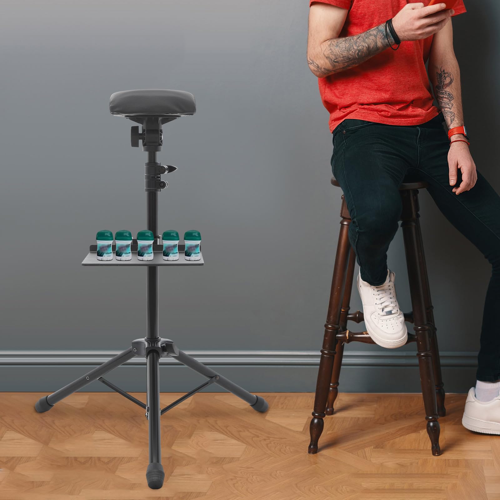 Reposabrazos para tatuajes, altura ajustable y ángulo ajustable, mesa de tatuaje, estación de trabajo portátil, ligero y estable