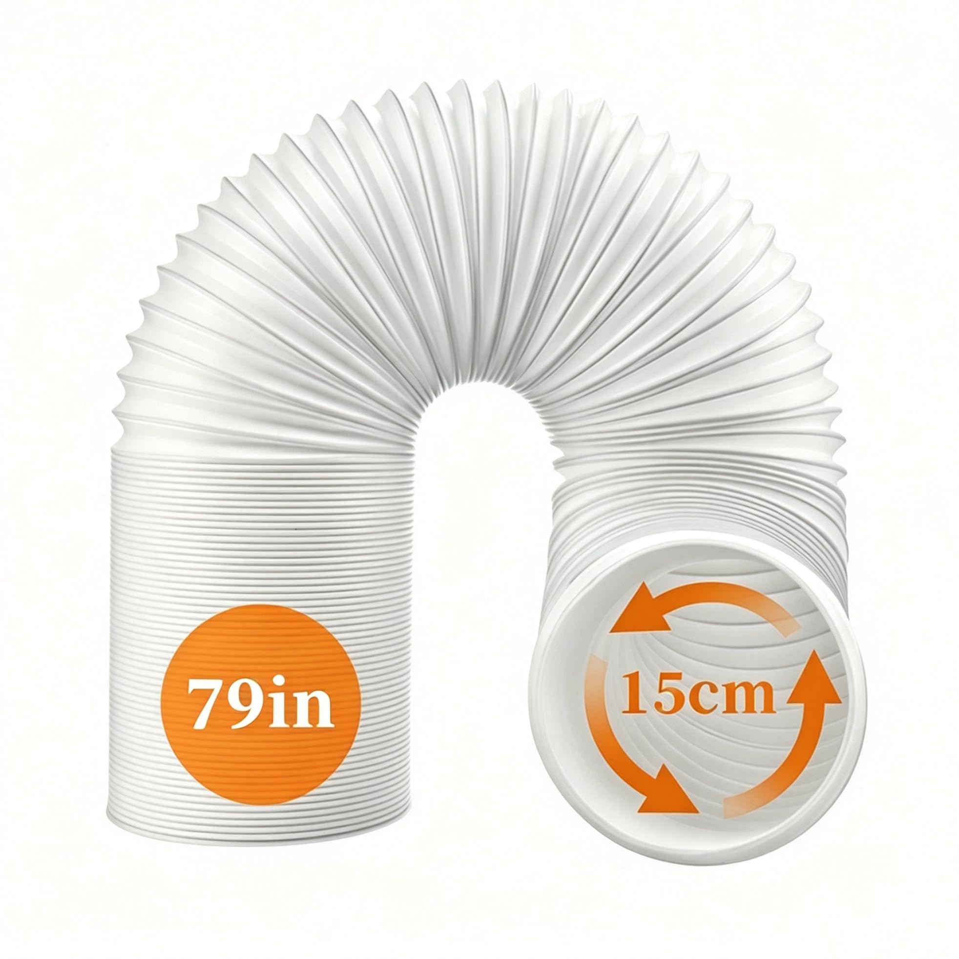 Portable Air Conditioner Exhaust Hose, 15cm/5.9" Diameter, 2M/79 Flexible Vent Duct with Counterclockwise Thread, Universal Replacement Pipe for AC, Tumble Dryer & Extractor Fan