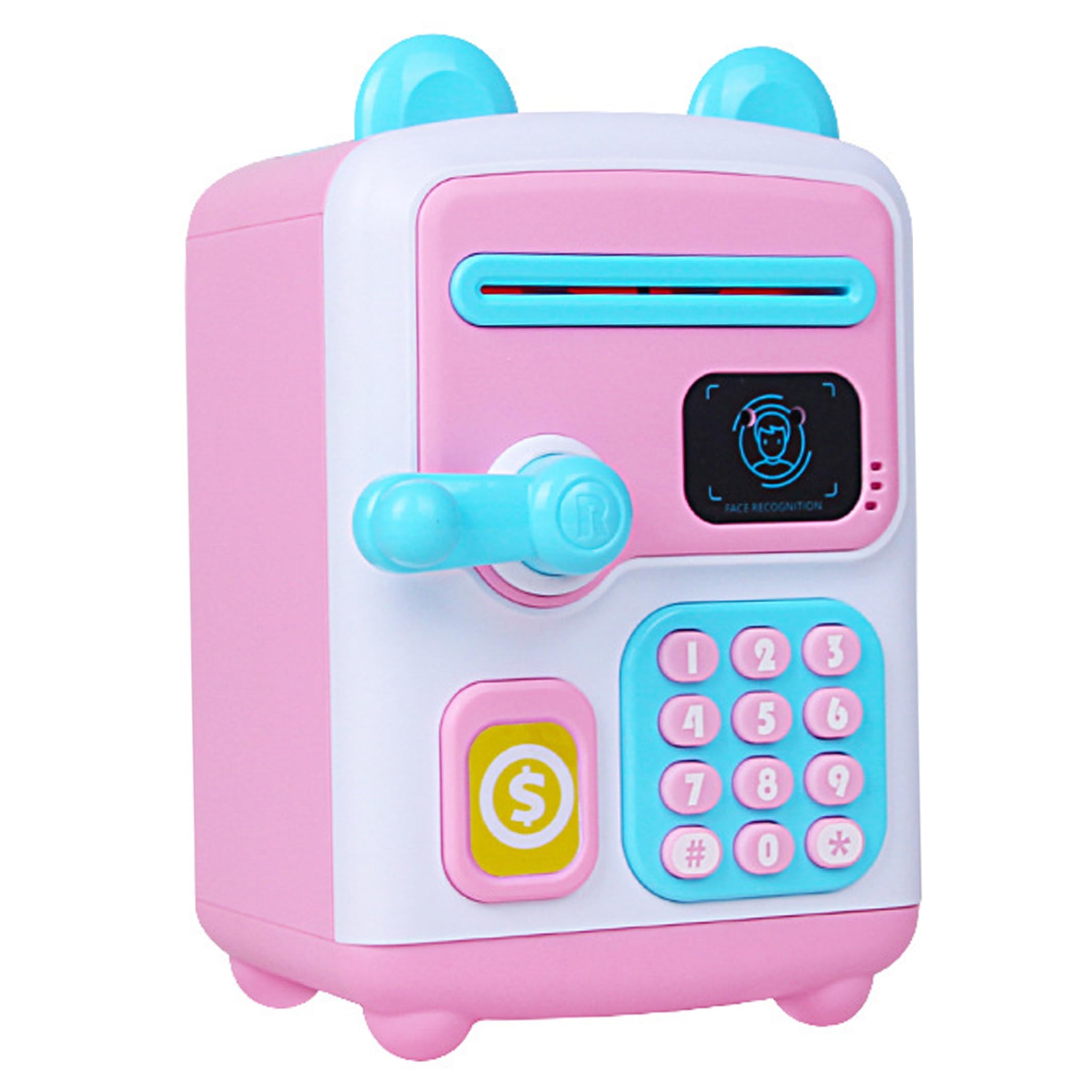 Atm Piggy Bank, Auto Scroll Paper, Face Id Password Safe Unlocking Atm Money Box, Cash and Coin Saving Box Toy Present for 3-12 Year Kids Boys Girls, Style1