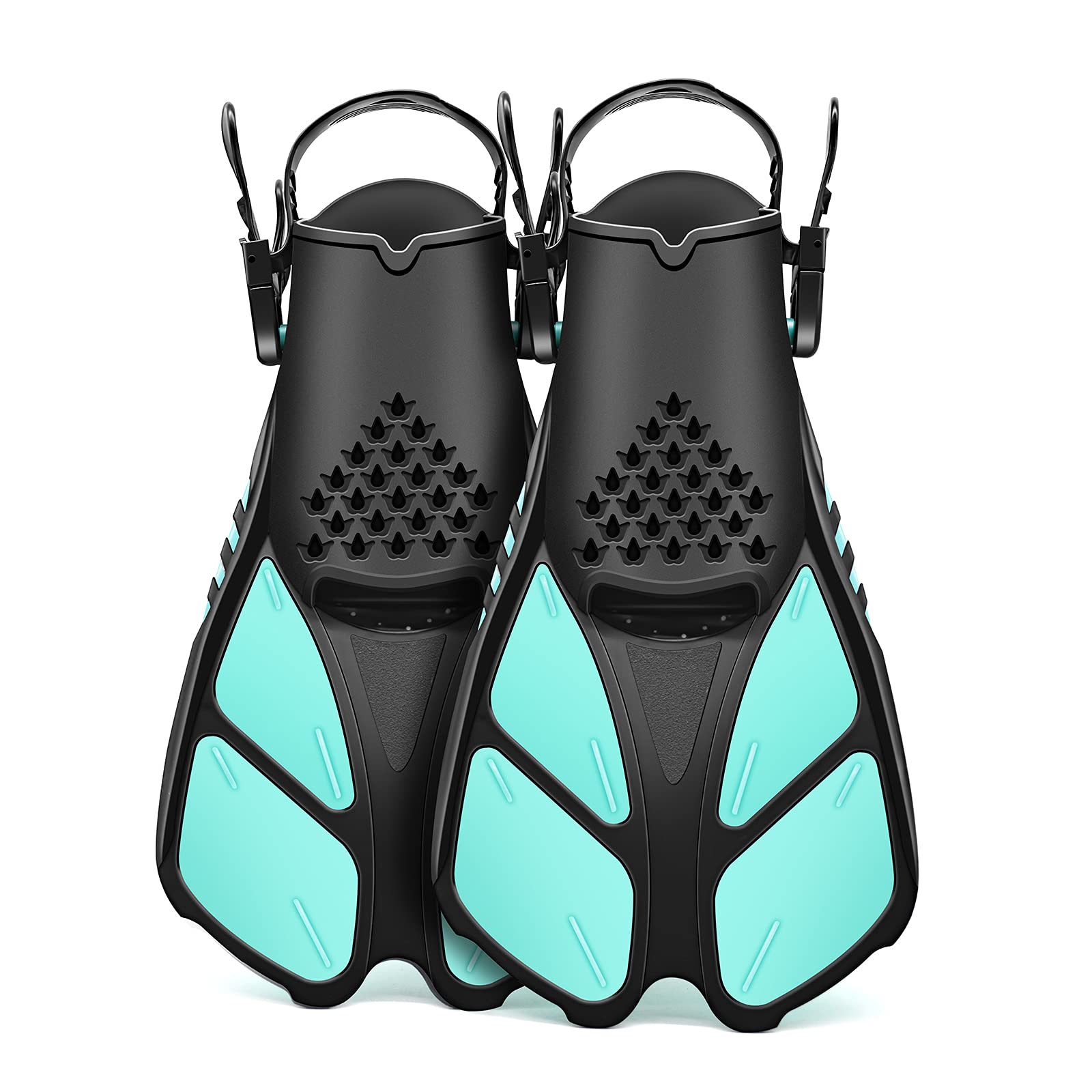 Swim Fins Open Heel, Adjustable and Light Diving Fins with Good Thrust, Travel Size Short Flippers for Snorkeling Swimming (Unisex)