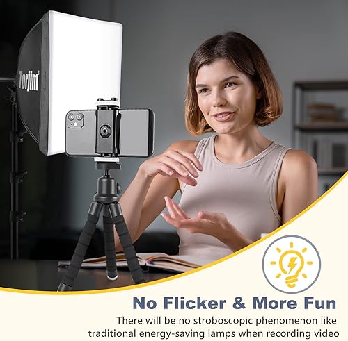 Miniatura 5 de Torjim Softbox Kit de iluminación para fotografía, kit de iluminación profesional de 16 x 16 pulgadas con bombillas LED de 85 W 3000-7500 K, luces