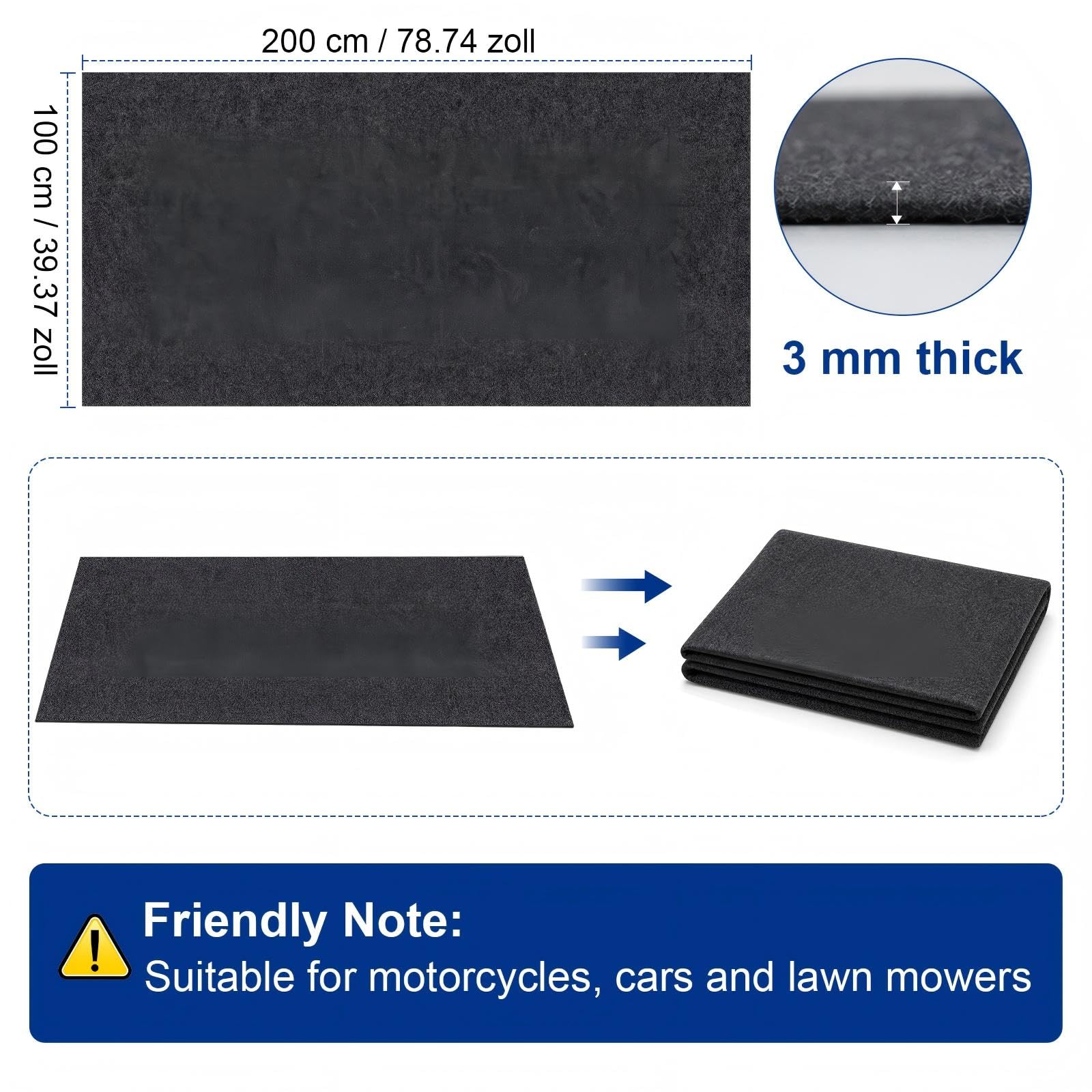 Tappeto per Garage 100x200 cm, Assorbente Olio Per Garage, Riutilizzabile Per Banco Da Lavoro, Tappeto Assorbente Olio Pavimento Garage per Moto