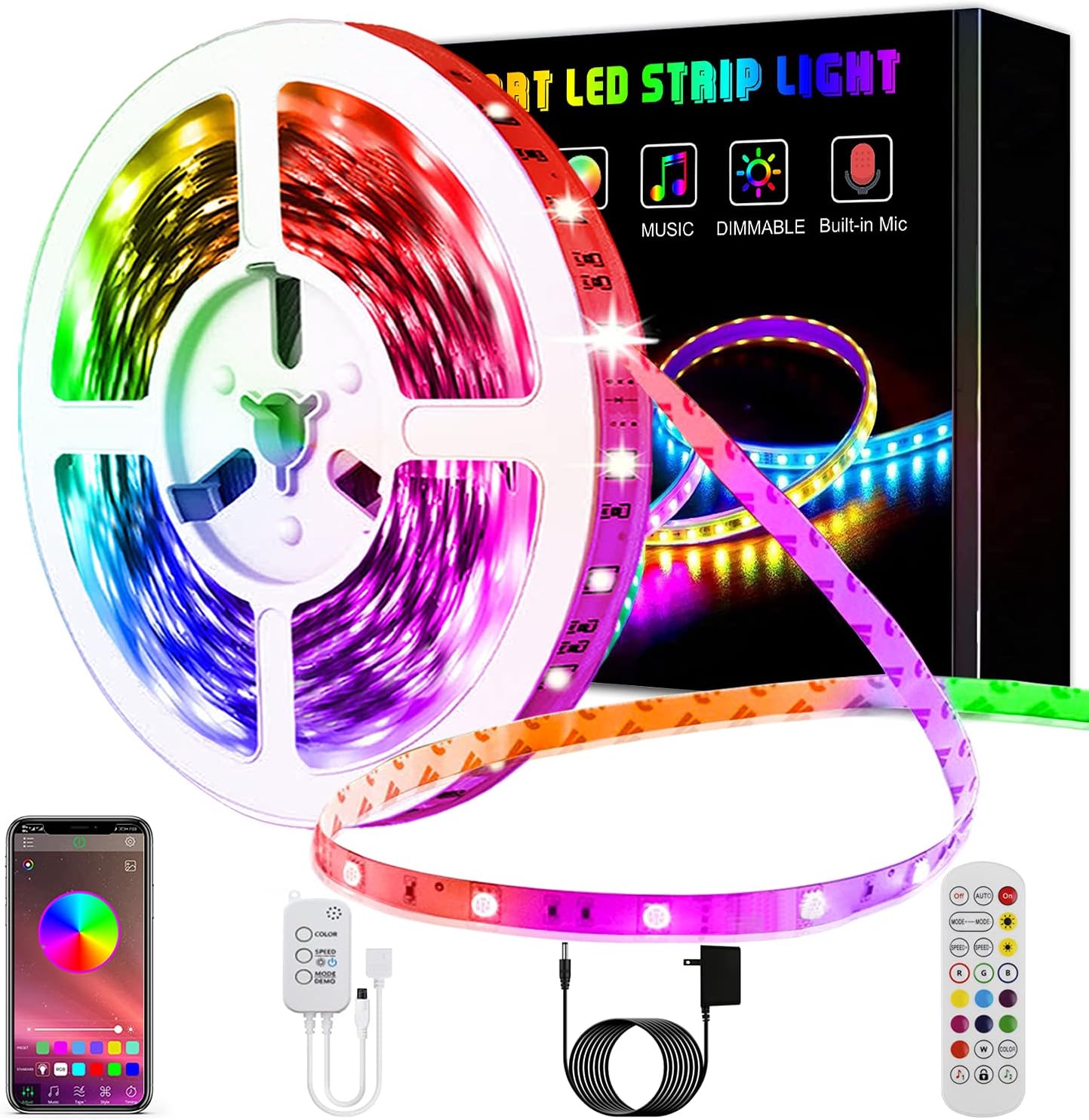 Led Lights for Bedroom, L8star 16.4ft/5m RGB Led Strip Lights with Bluetooth and Remote Control Sync to Music Apply for Party and Home Decoration : Tools & Home Improvement